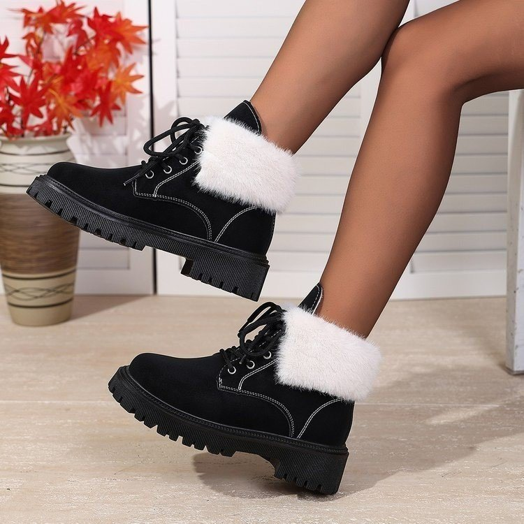 (⏳NOW ON: 70% OFF Sale! 🔥)Women’s Winter Lace-Up Ankle Boots – Thick Sole, Cozy & Stylish Daily Wear