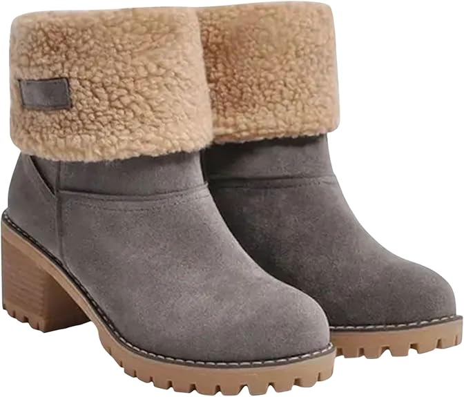 (⏳NOW ON: 70% OFF Sale! 🔥)Women’s Fashion High Heel Ankle Booties | Soft Suede Warm Fur Platform Boots