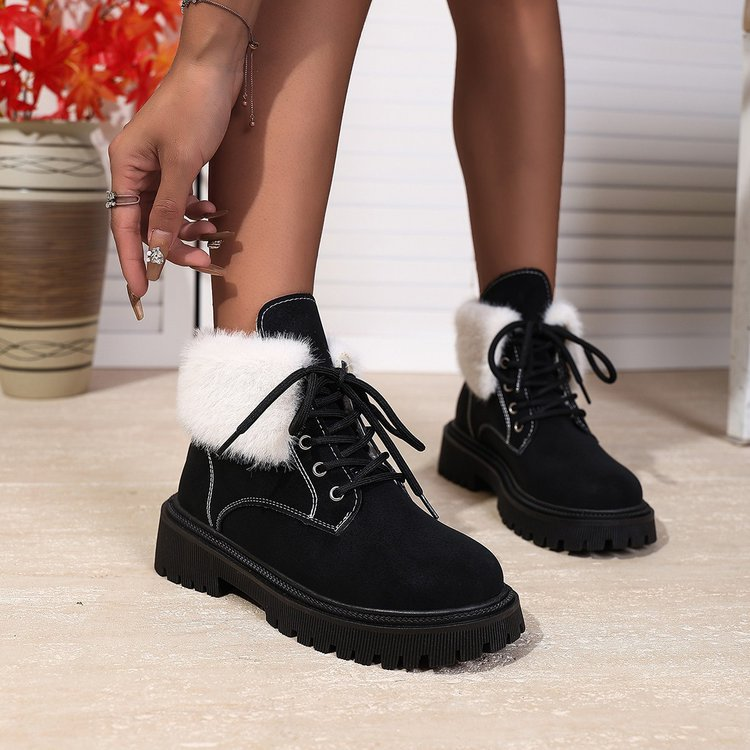 (⏳NOW ON: 70% OFF Sale! 🔥)Women’s Winter Lace-Up Ankle Boots – Thick Sole, Cozy & Stylish Daily Wear