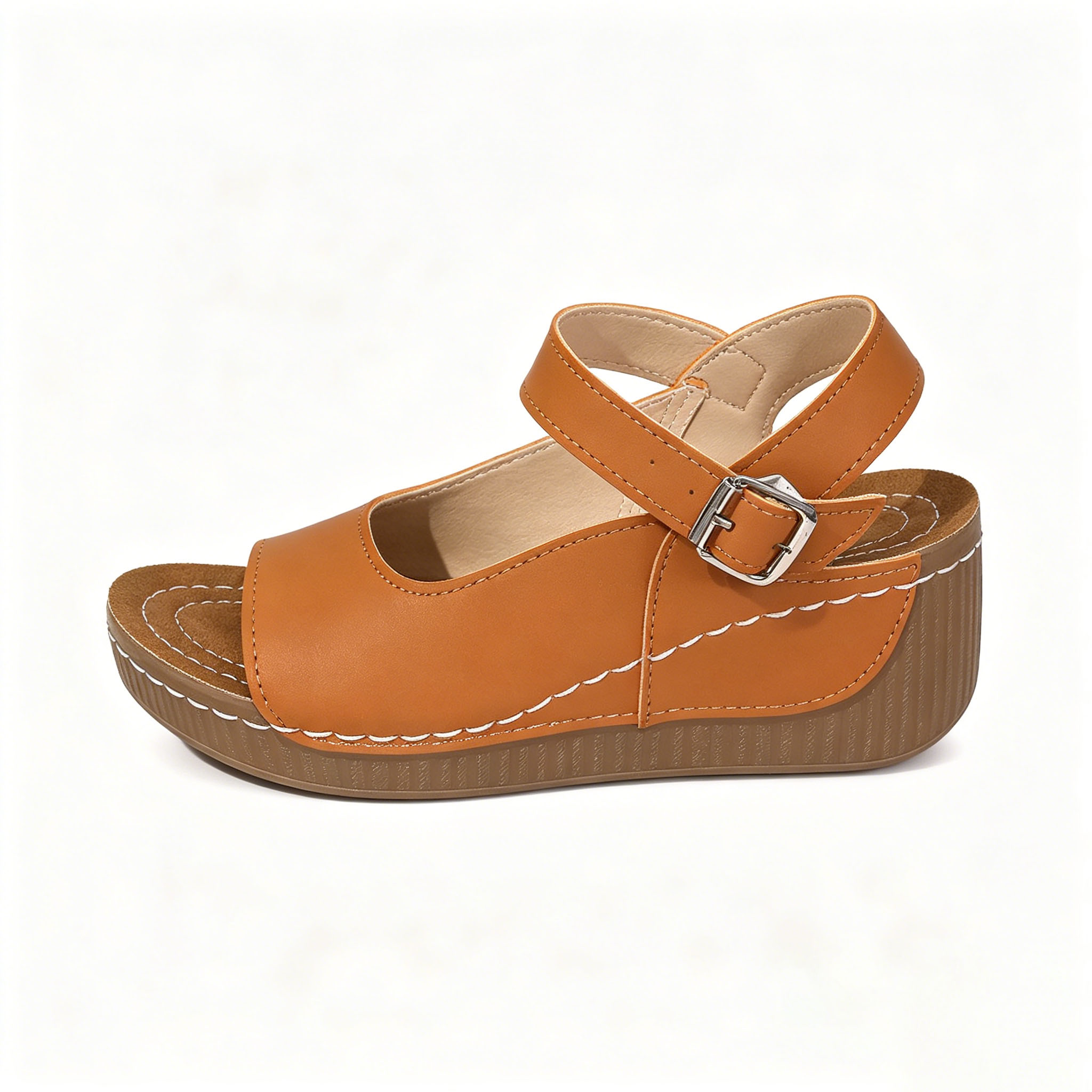 Women's Orthopedic Arch Support Wedge Sandals, Adjustable Buckle Open Toe Platform Walking Sandals, Plantar Fasciitis Relief Summer Casual Comfort Shoes
