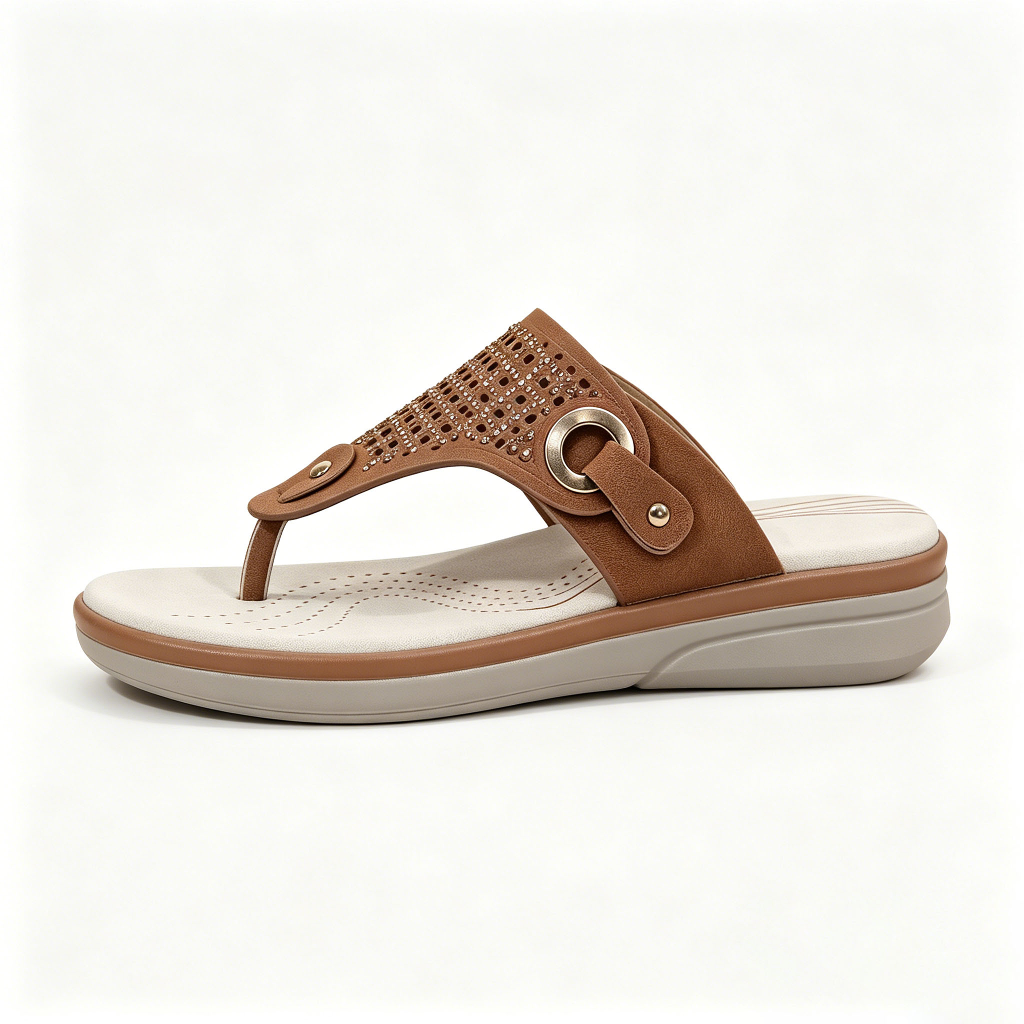 Women's Rhinestone Arch Support Flip Flops, Orthopedic Wedge Sandals