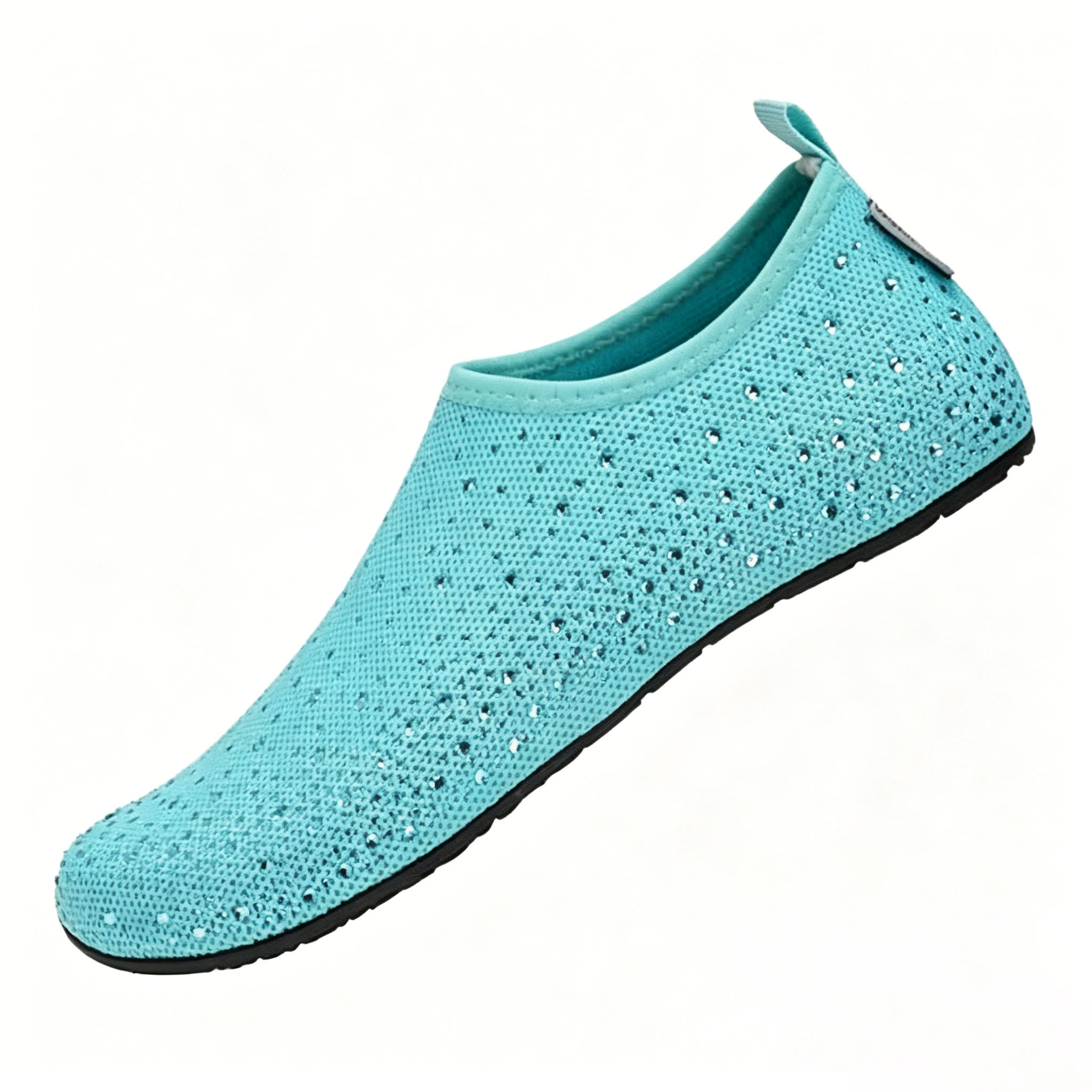 Women's sparkly rhinestone water shoes, quick-drying slip-on water socks, non-slip soles, lightweight barefoot beach shoes