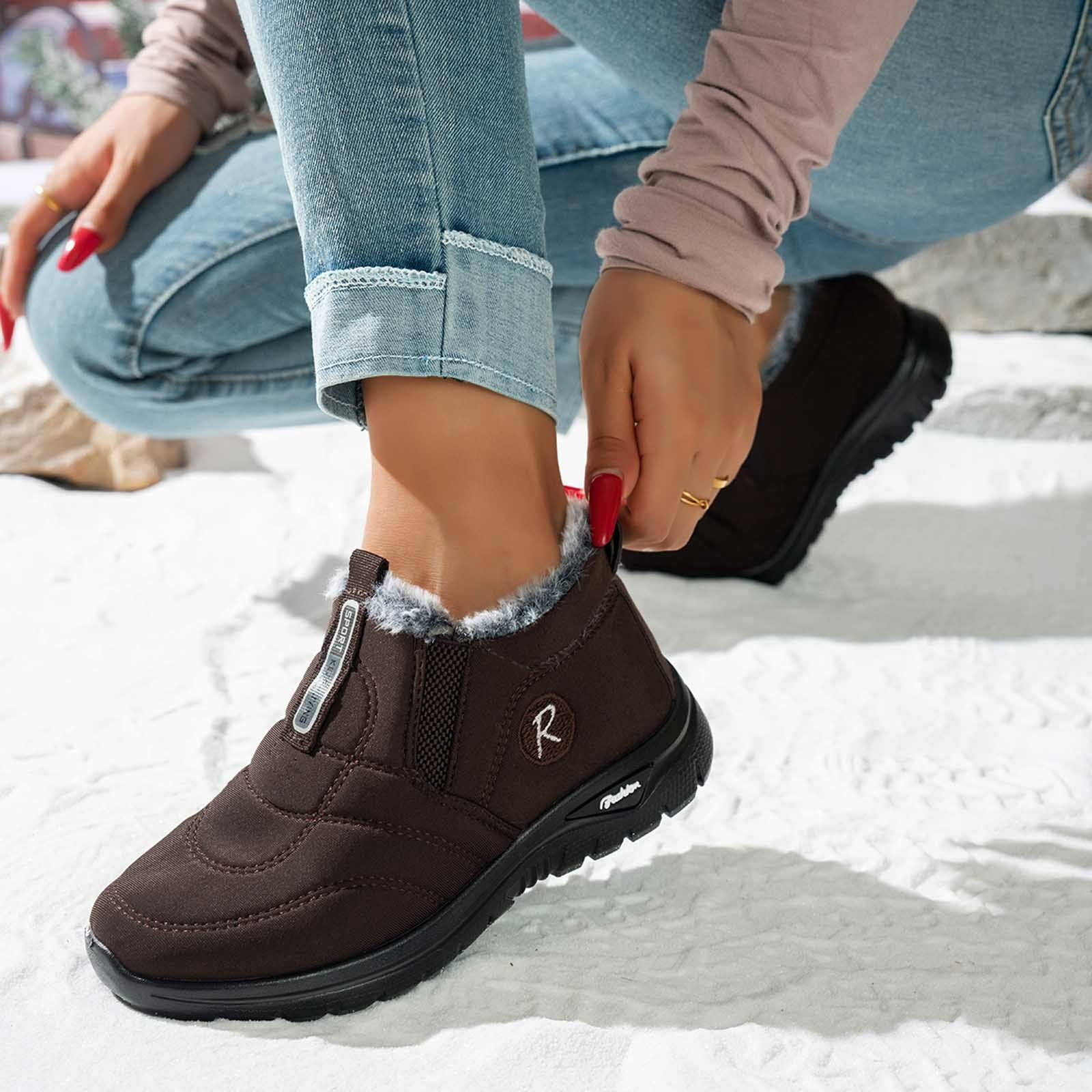 (⏳NOW ON: 50% OFF Sale! 🔥)Snow Boots for Women Slip on Winter Warm Shoes Fashion