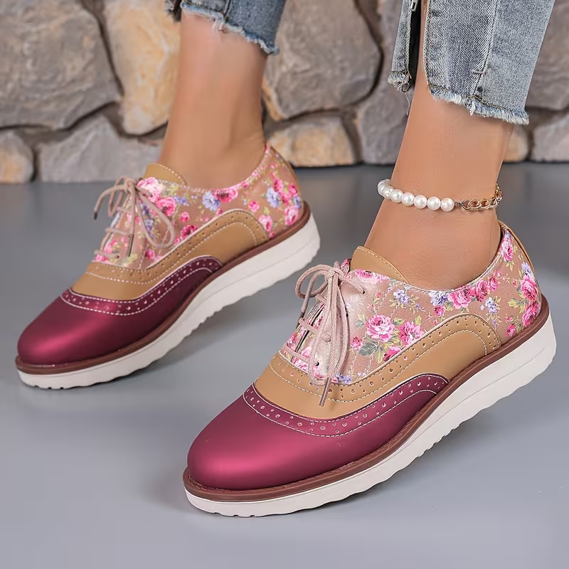 (⏳NOW ON: 70% OFF Sale! 🔥)Women’s Floral Slip-On Loafers – Lightweight Comfortable Round Toe Casual Shoes with Lace Detail