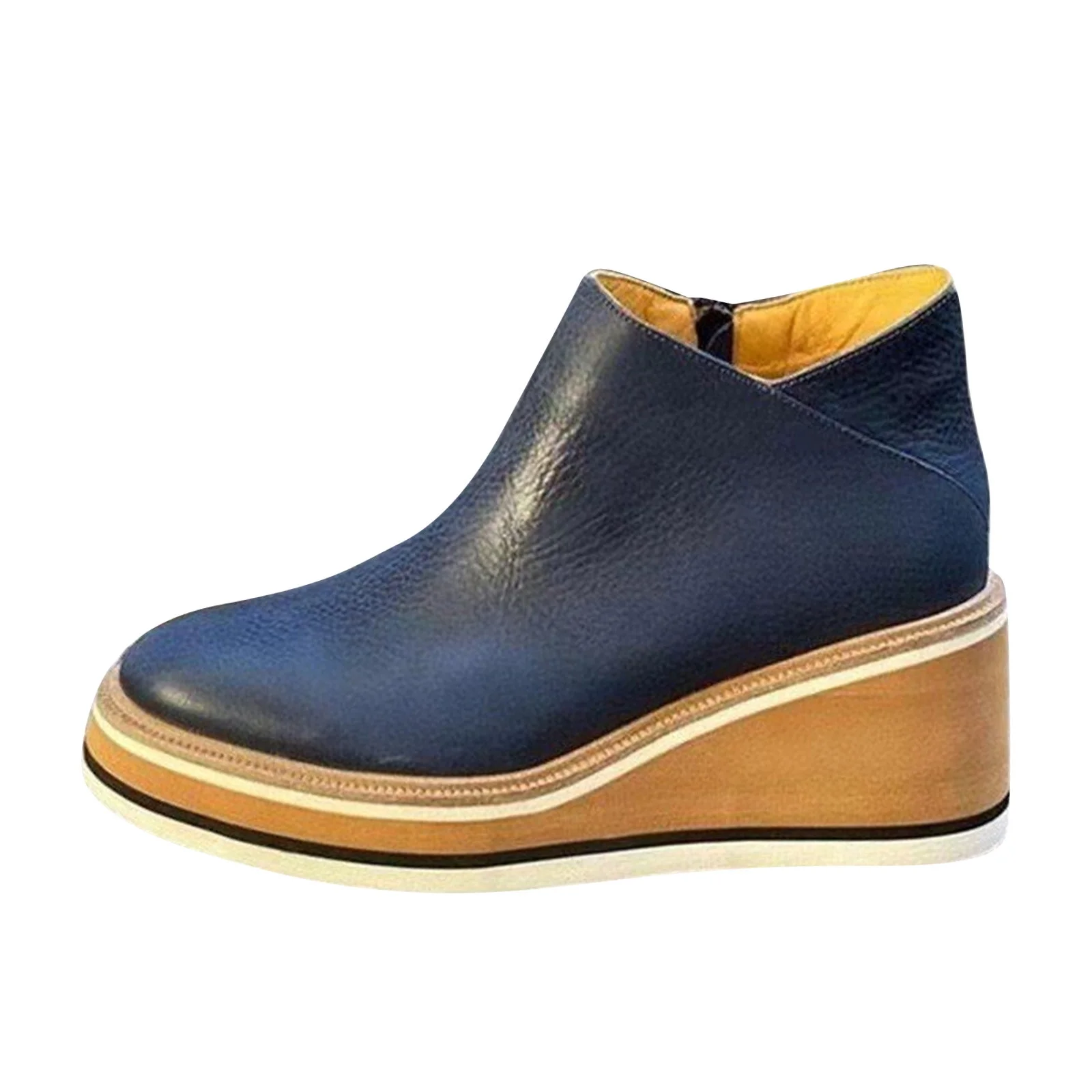 (⏳NOW ON: 70% OFF Sale! 🔥)Women’s Walking Shoes Casual Leather Sneakers with Side Zipper Thick Sole Four Seasons Comfort