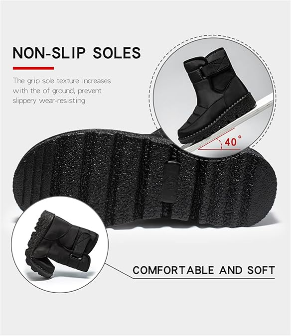 (⏳NOW ON: 50% OFF Sale! 🔥)Women’s Waterproof Fur-Lined Winter Boots, Non-Slip Warm Slip-On Snow Ankle Booties for Outdoor Comfort