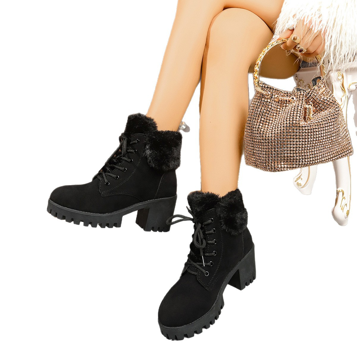 (⏳NOW ON: 70% OFF Sale! 🔥)Cozy Winter Fashion Plush Ankle Snow Boots for Women