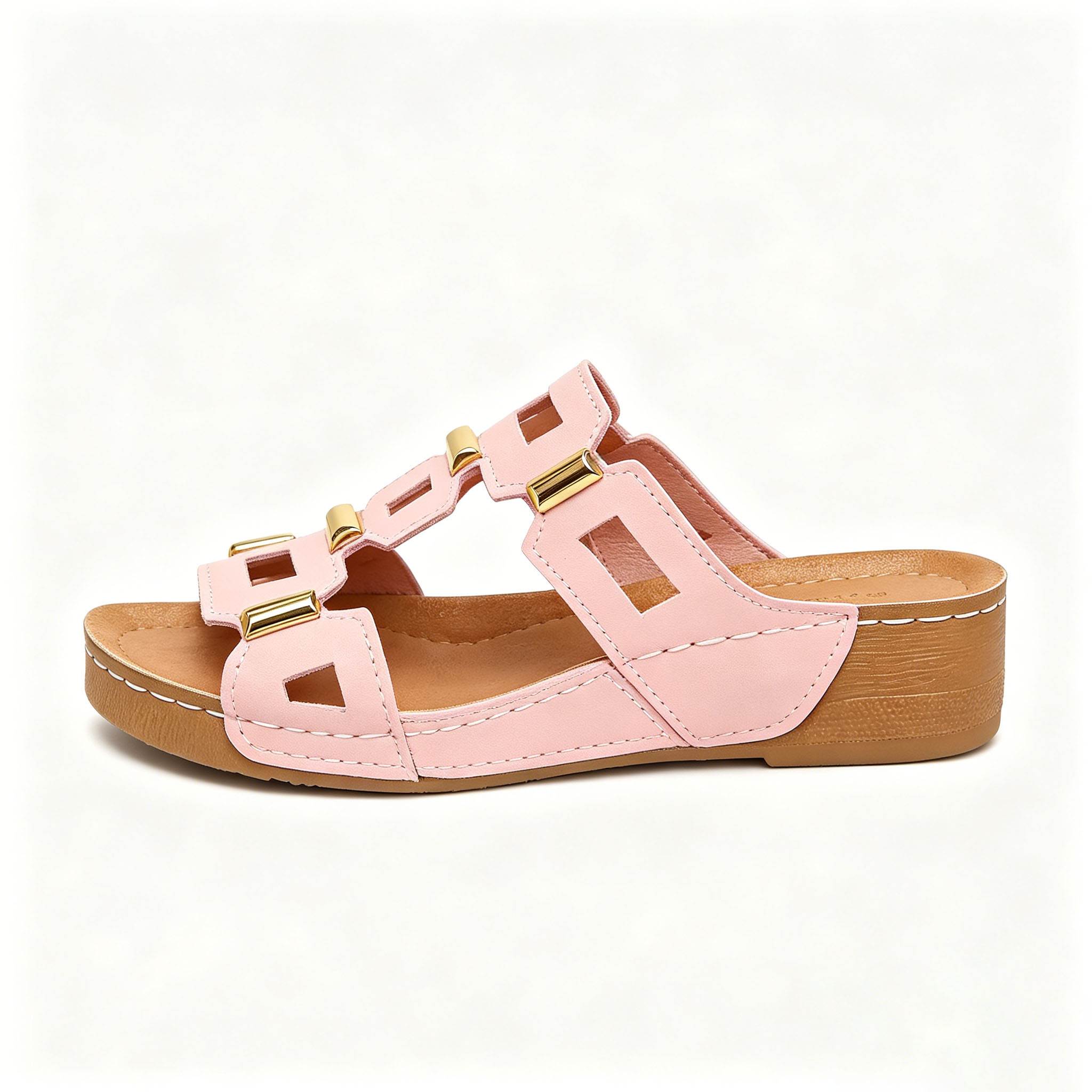 Genuine Leather Arch Support Sandals, Comfort All-Day Multi-Color Hollow Out Summer Slides Slippers