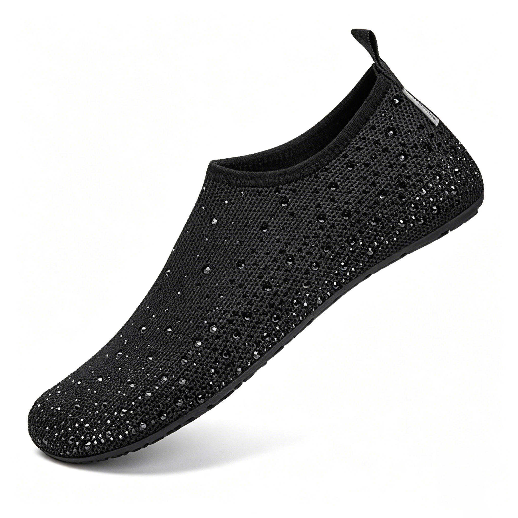 Women's sparkly rhinestone water shoes, quick-drying slip-on water socks, non-slip soles, lightweight barefoot beach shoes