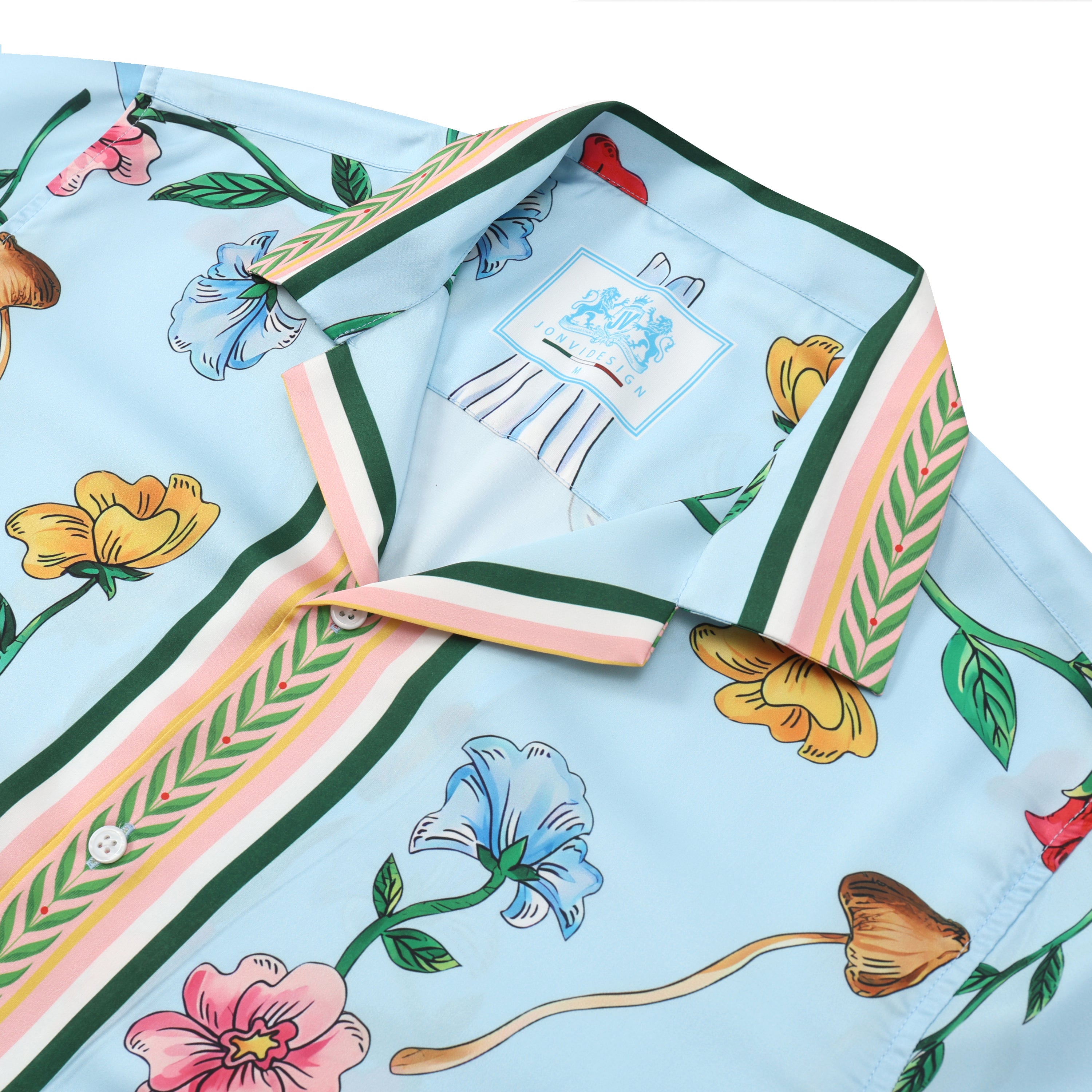 Natural Flower Pattern Camp Collar Casual Shirt in Purple Jonvidesign