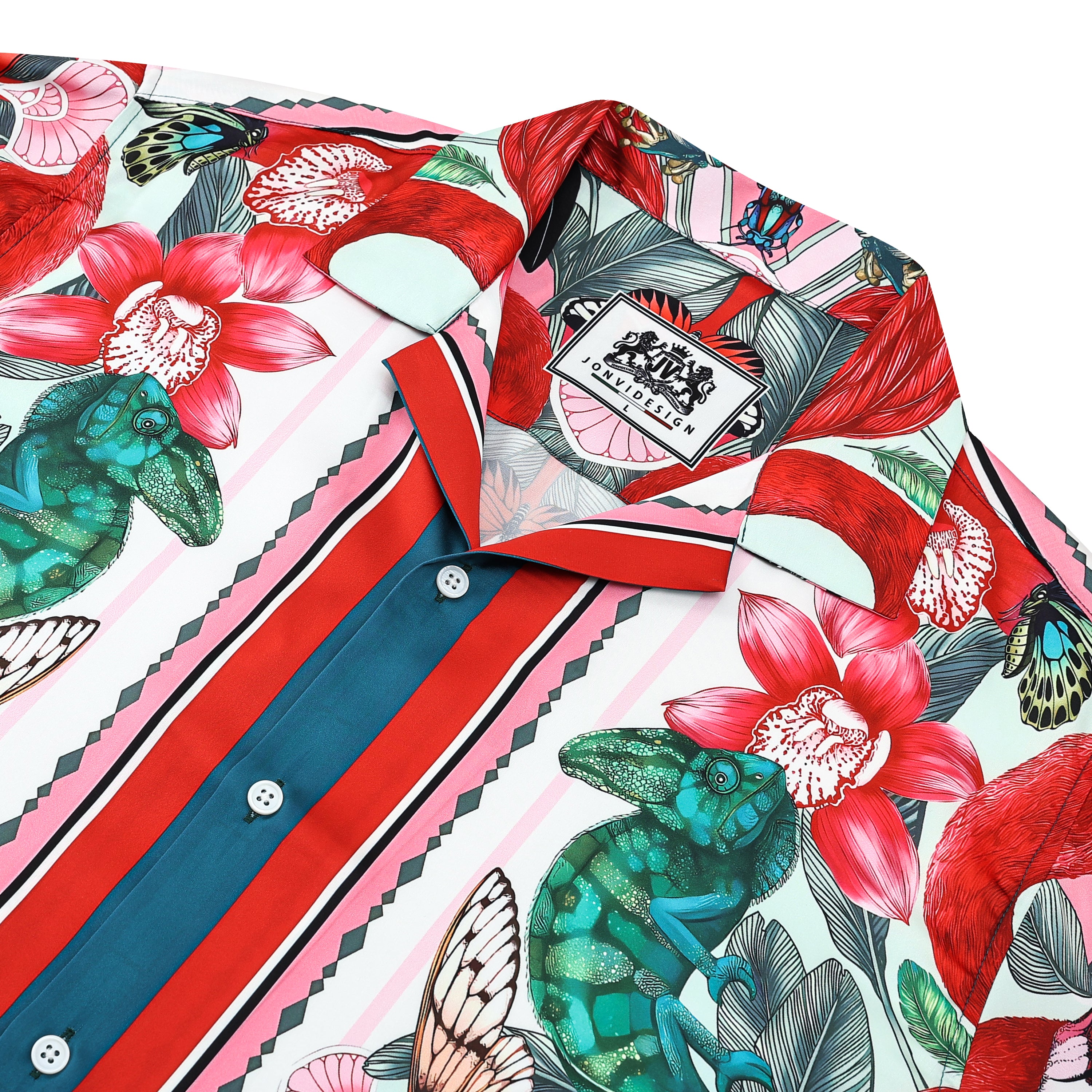 Animal Flamingo Pattern Camp Collar Casual Shirt Jonvidesign
