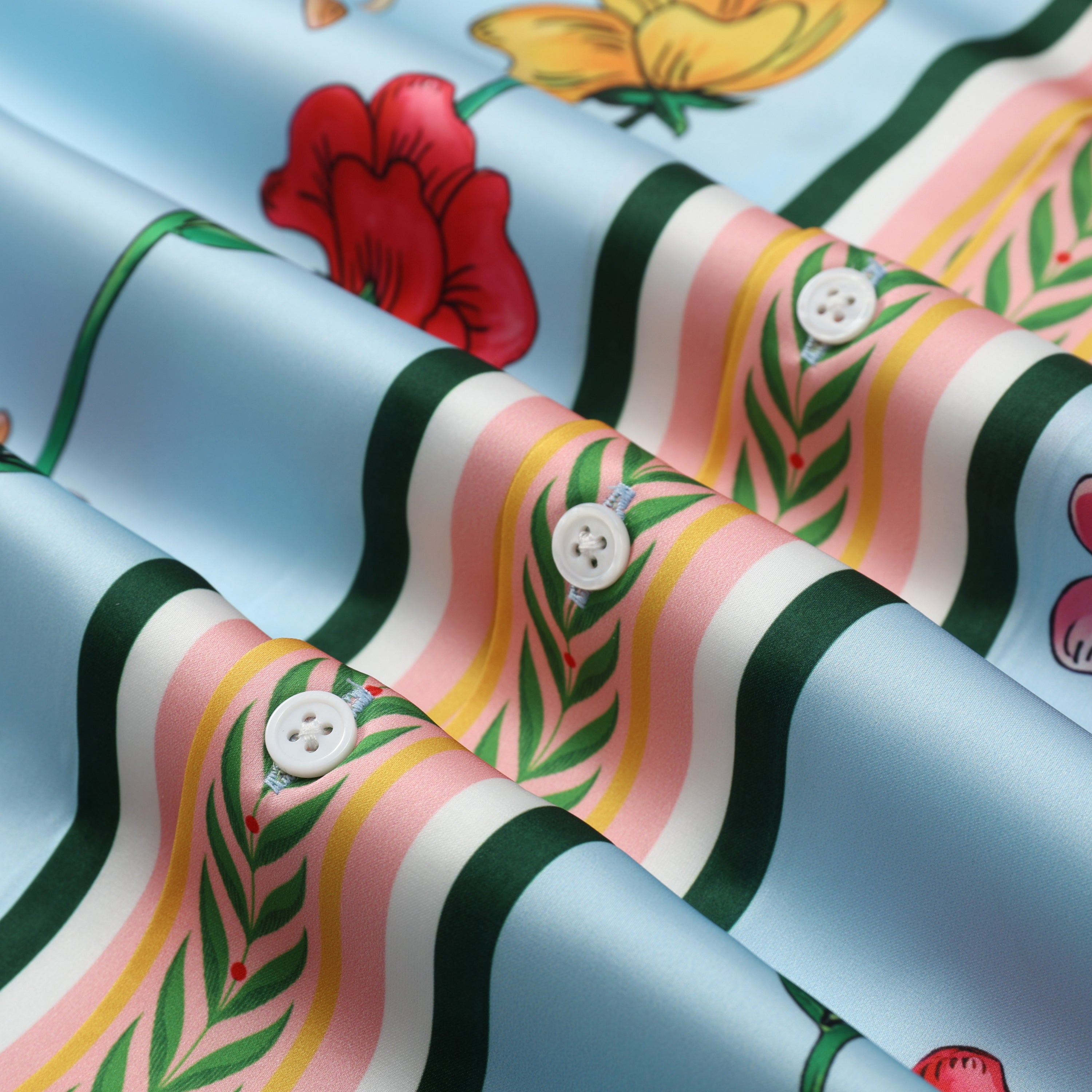 Natural Flower Pattern Camp Collar Casual Shirt in Purple Jonvidesign