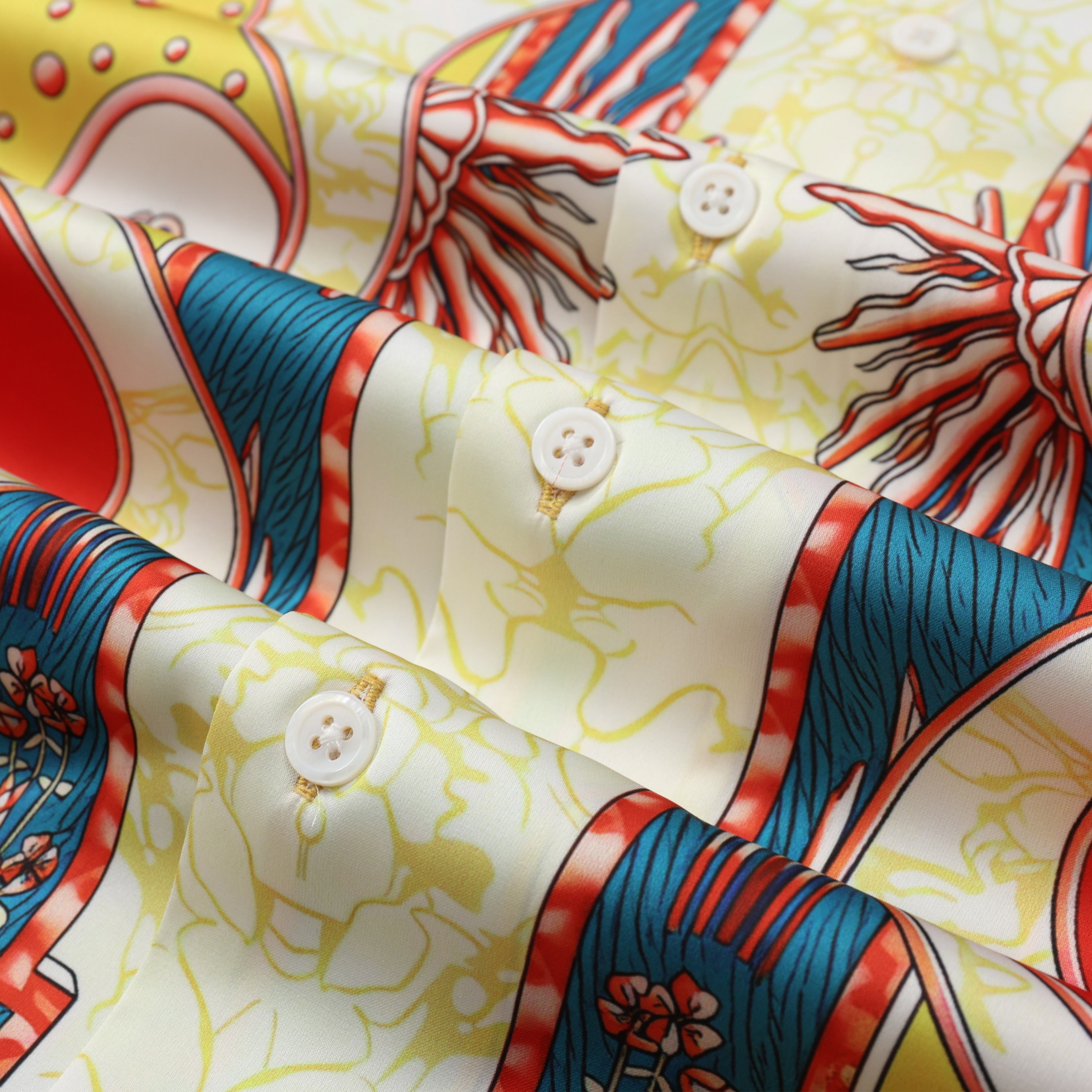 Yellow Star and Moon Pattern Camp Collar Shirt Jonvidesign