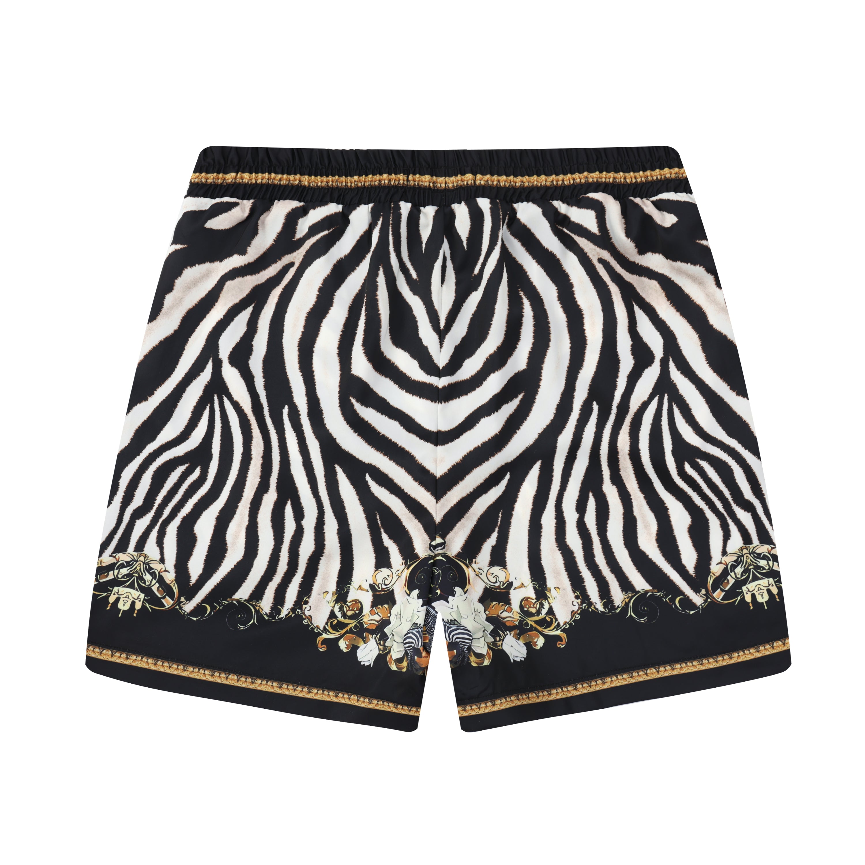 Wild Zebra Pattern Elastic Waistband Casual Shorts Jonvidesign