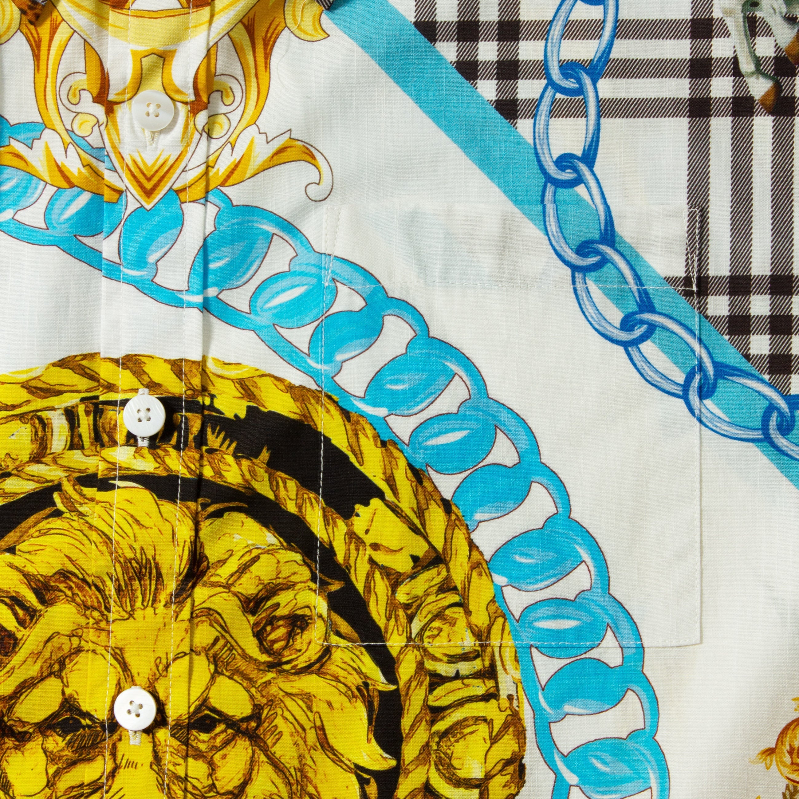 Animal Pattern Short Sleeve Shirt for Men with Chain Accents Jonvidesign