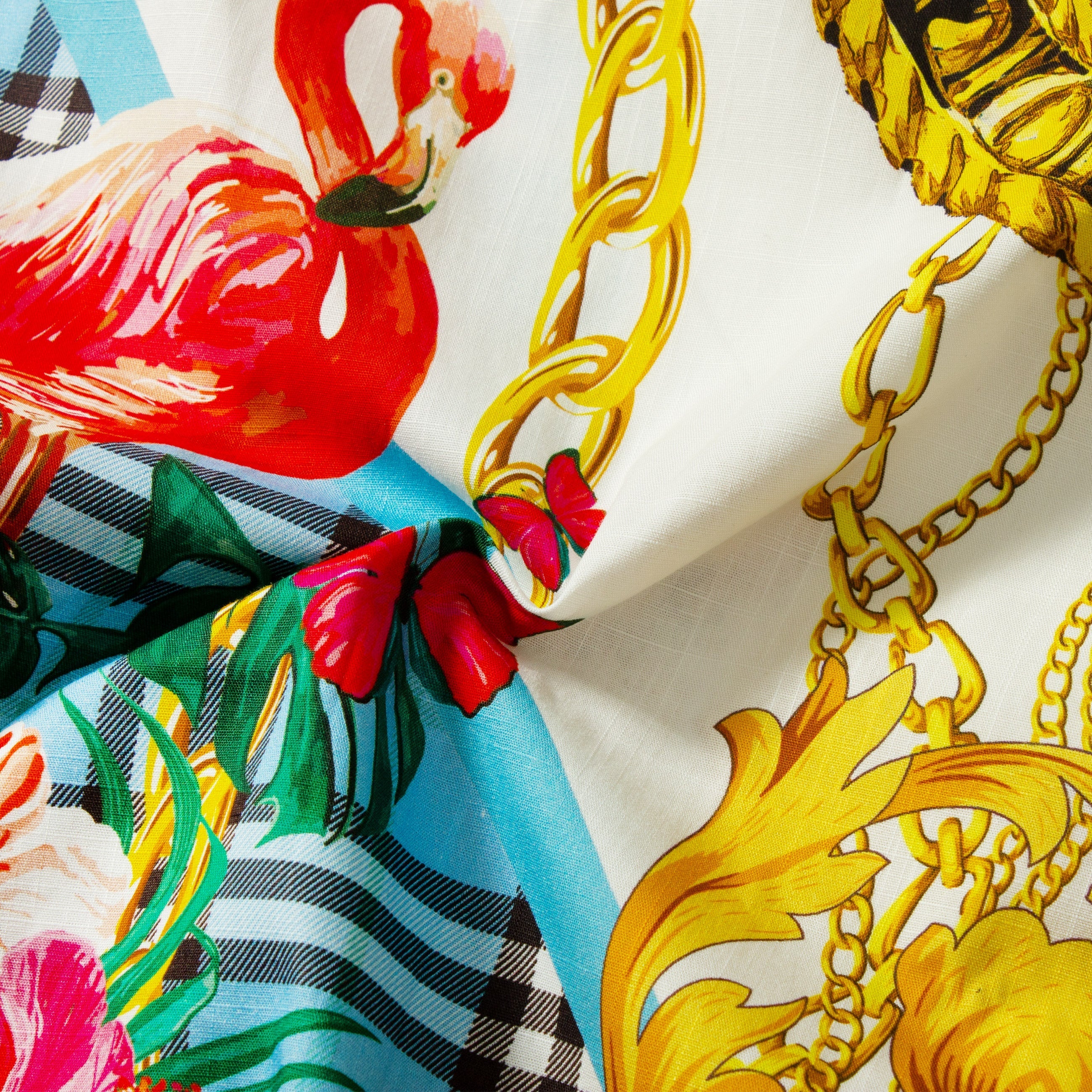 Animal Pattern Short Sleeve Shirt for Men with Chain Accents Jonvidesign