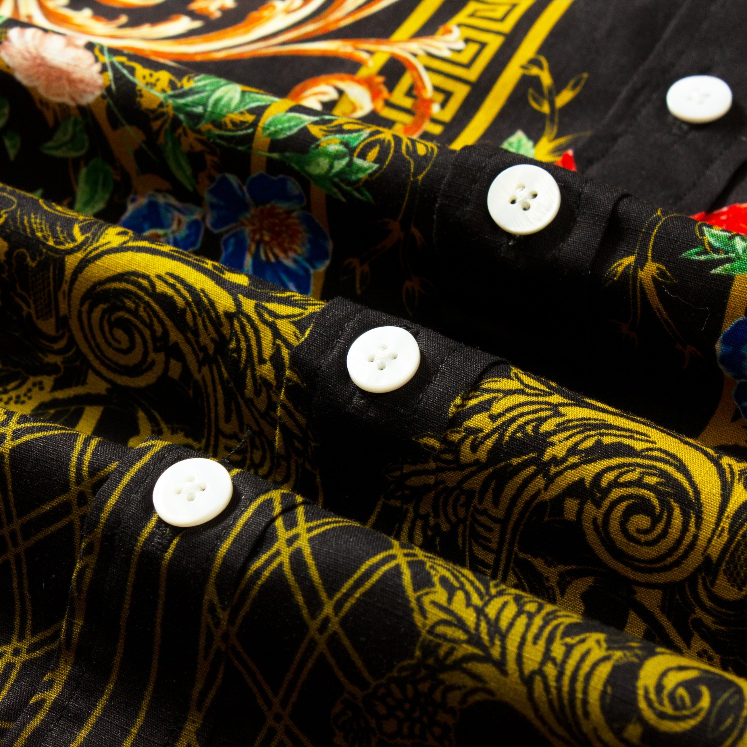 Baroque Floral Pattern Short Sleeve Shirt for Men Jonvidesign