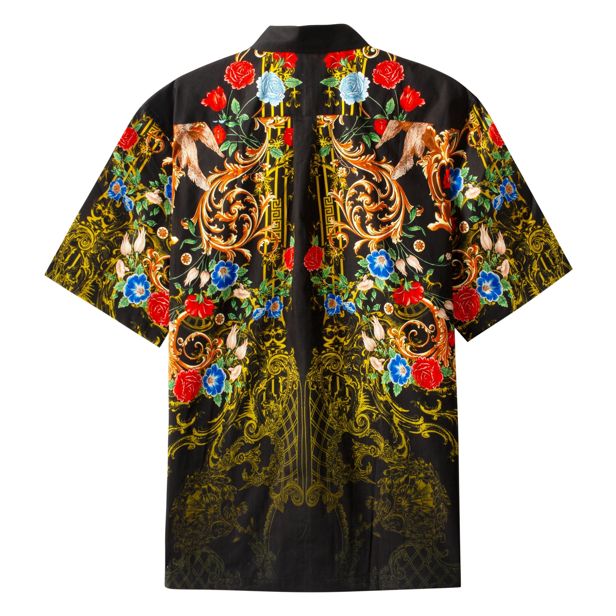 Baroque Floral Pattern Short Sleeve Shirt for Men Jonvidesign