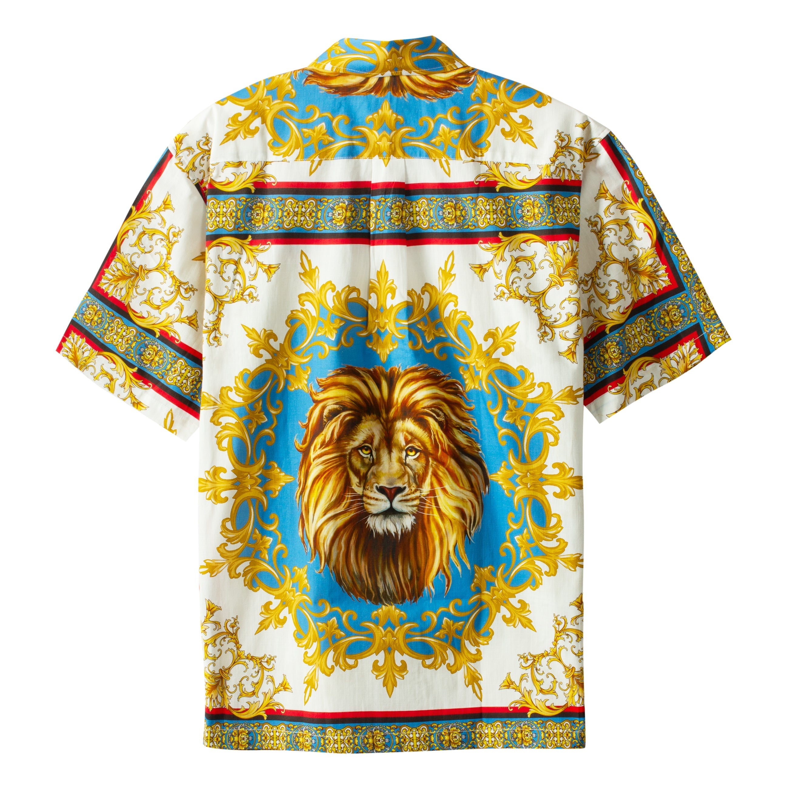 Baroque Lion Pattern Short Sleeve Shirt for Men Jonvidesign