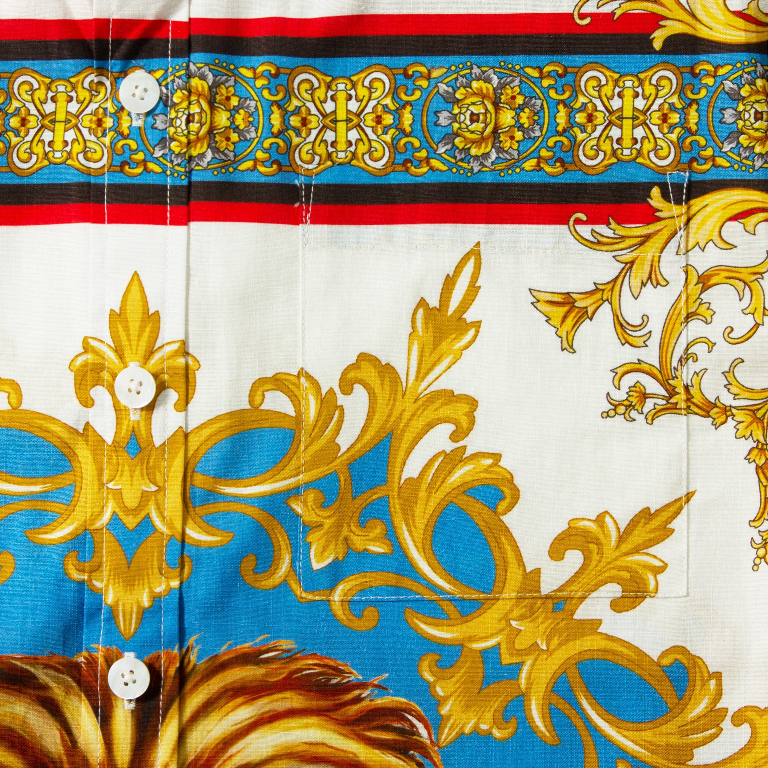 Baroque Lion Pattern Short Sleeve Shirt for Men Jonvidesign