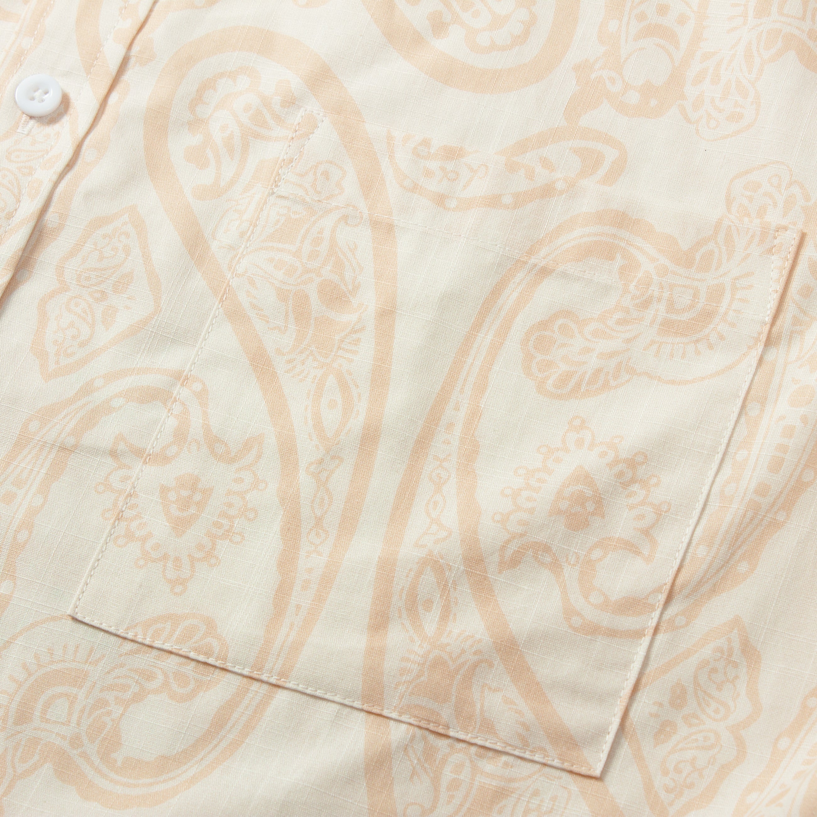 Beige Paisley Pattern Short Sleeve Dress Shirt for Men Jonvidesign