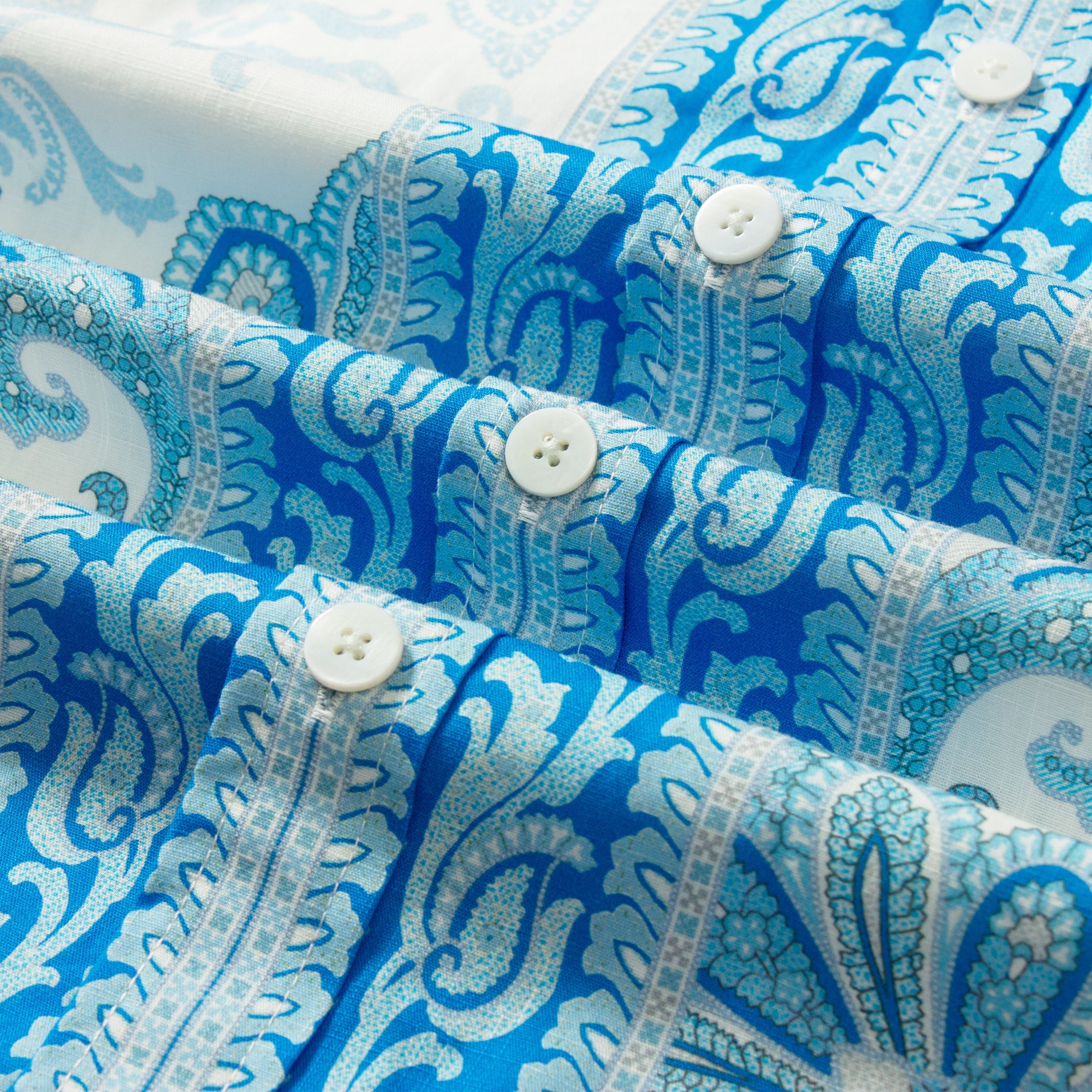 Blue Paisley Pattern Short Sleeve Shirt Jonvidesign