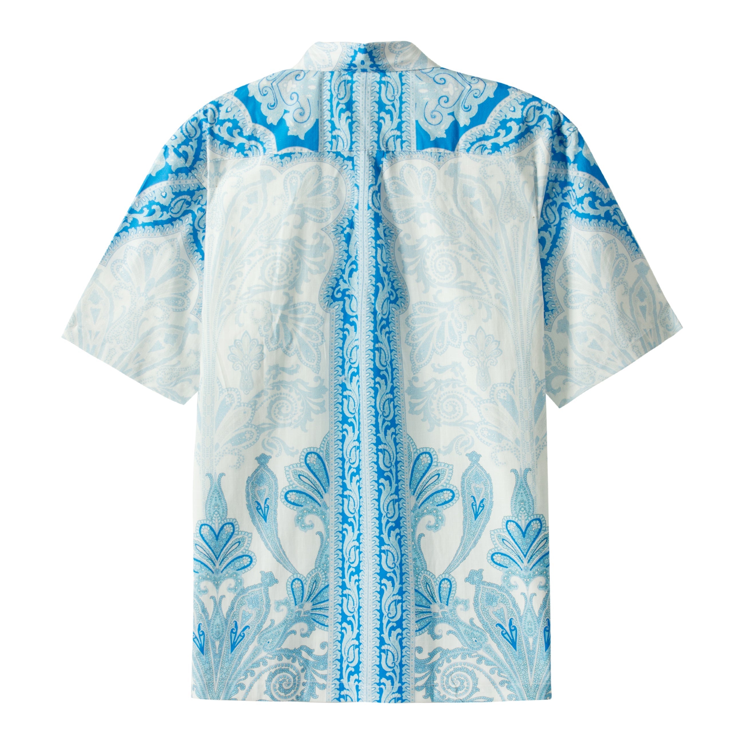Blue Paisley Pattern Short Sleeve Shirt Jonvidesign