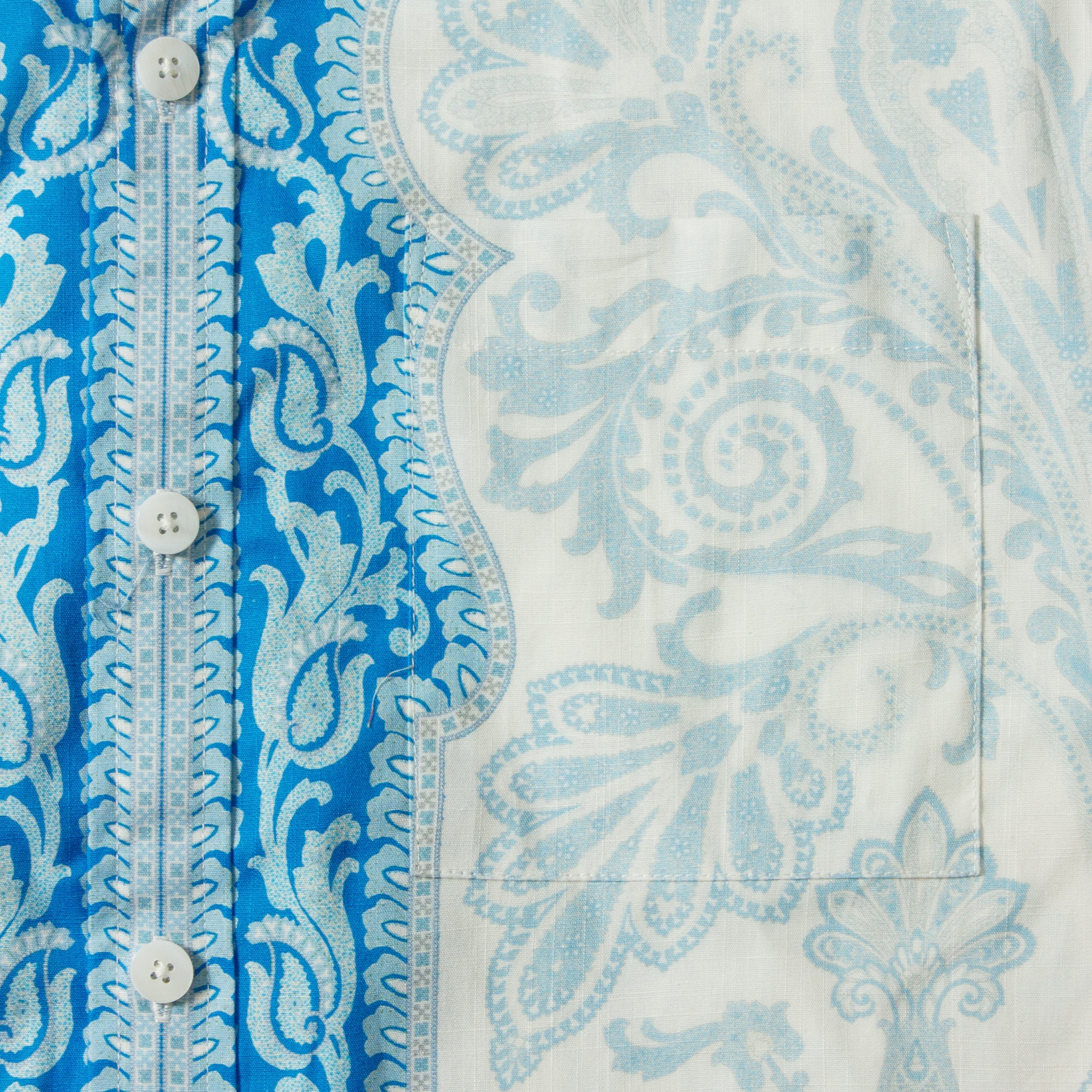 Blue Paisley Pattern Short Sleeve Shirt Jonvidesign