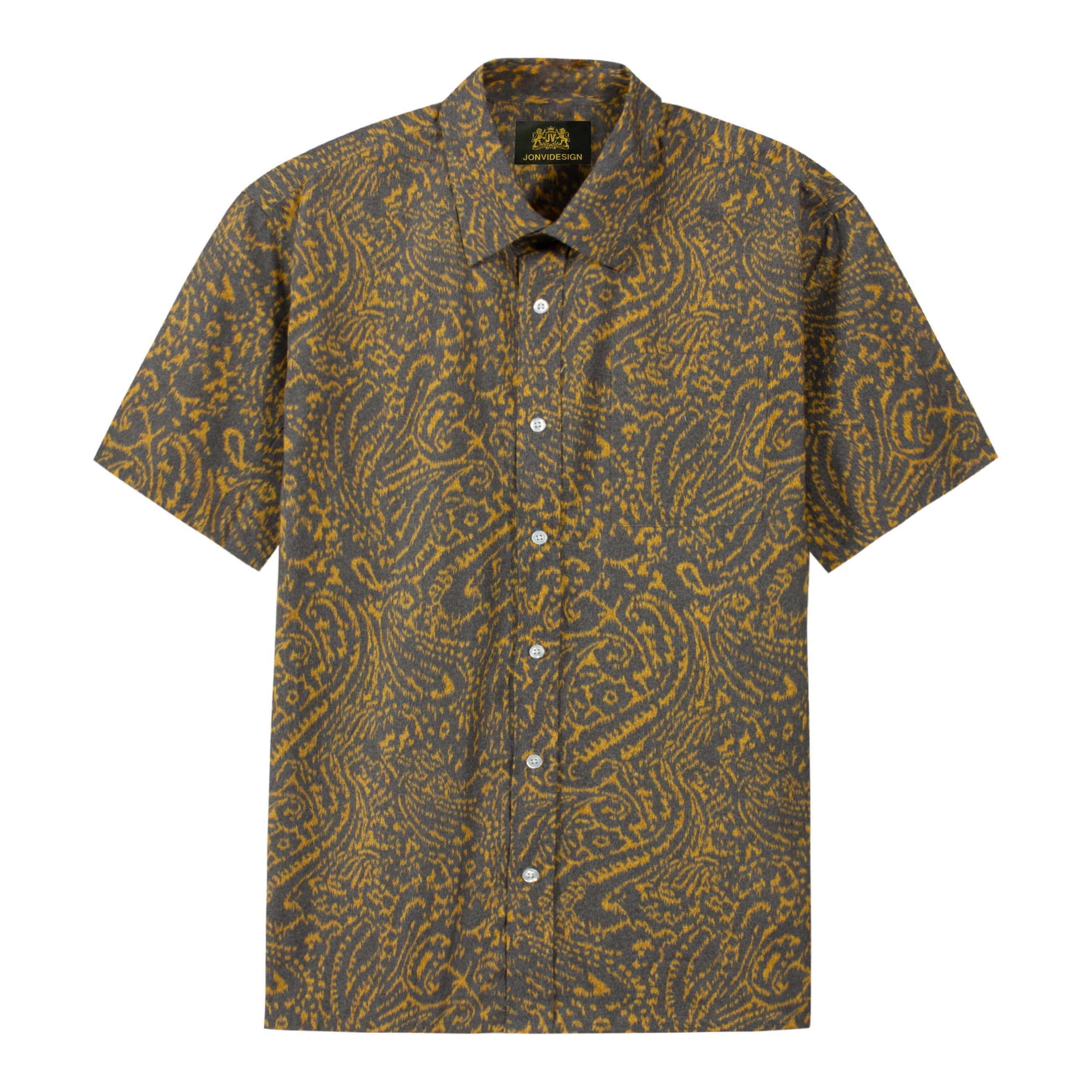 Brown Paisley Vintage Short Sleeve Shirt Jonvidesign