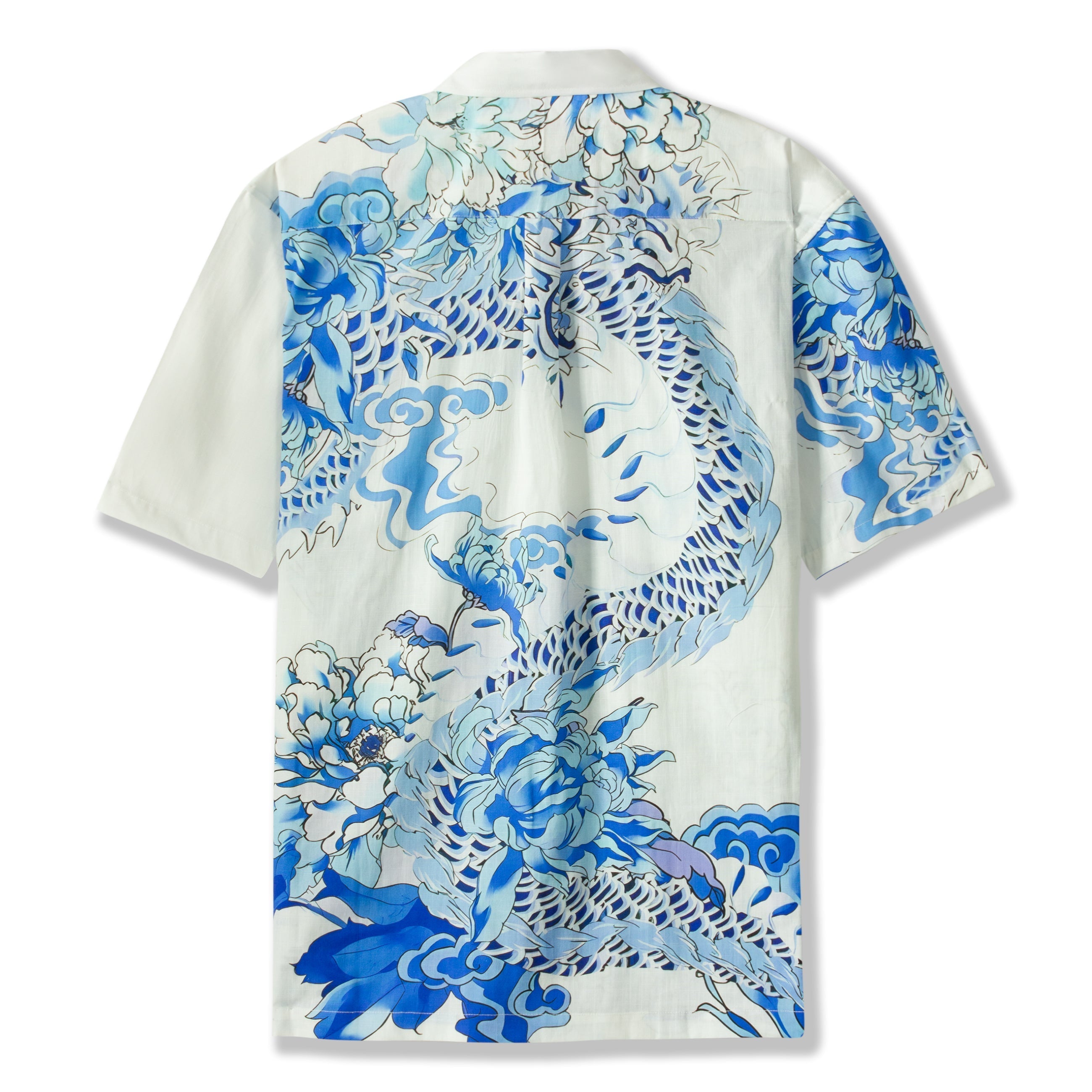 Dragon Print Short Sleeve Button-down Shirt for Men Jonvidesign