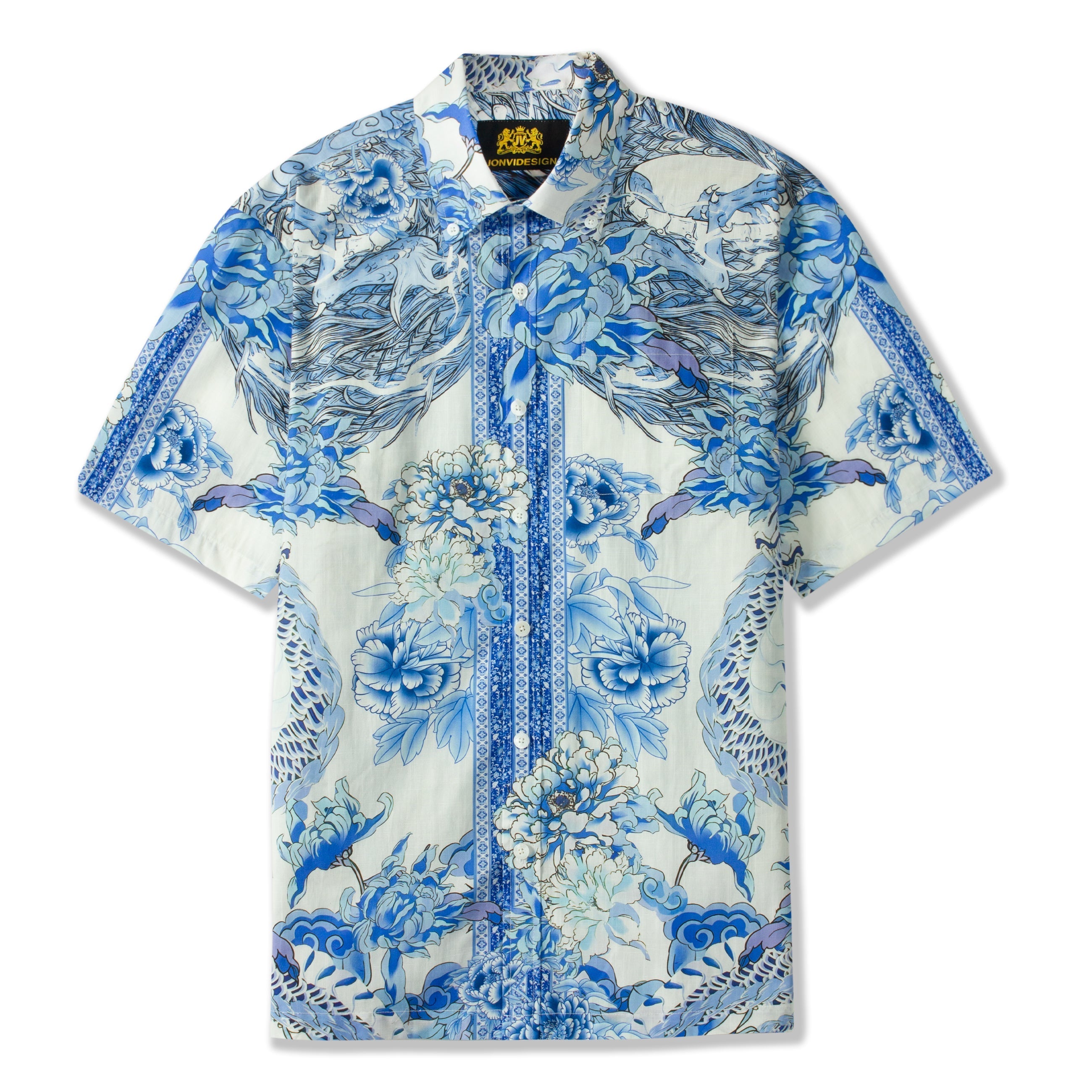 Exotic Dragon Print Short Sleeve Shirt for Men Jonvidesign