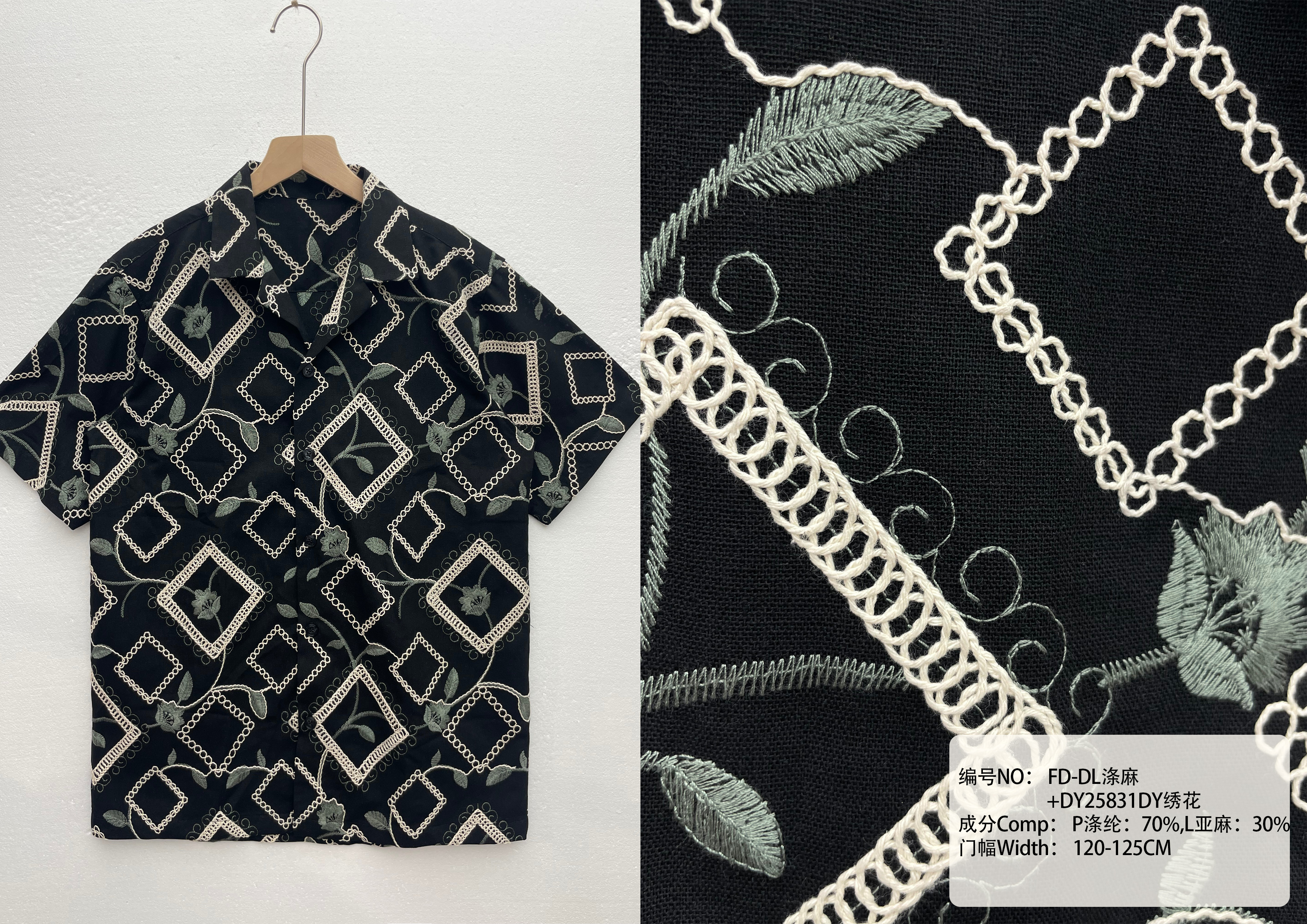 [Copy]Embroidered fabric Cuban collar Short Sleeve Shirts