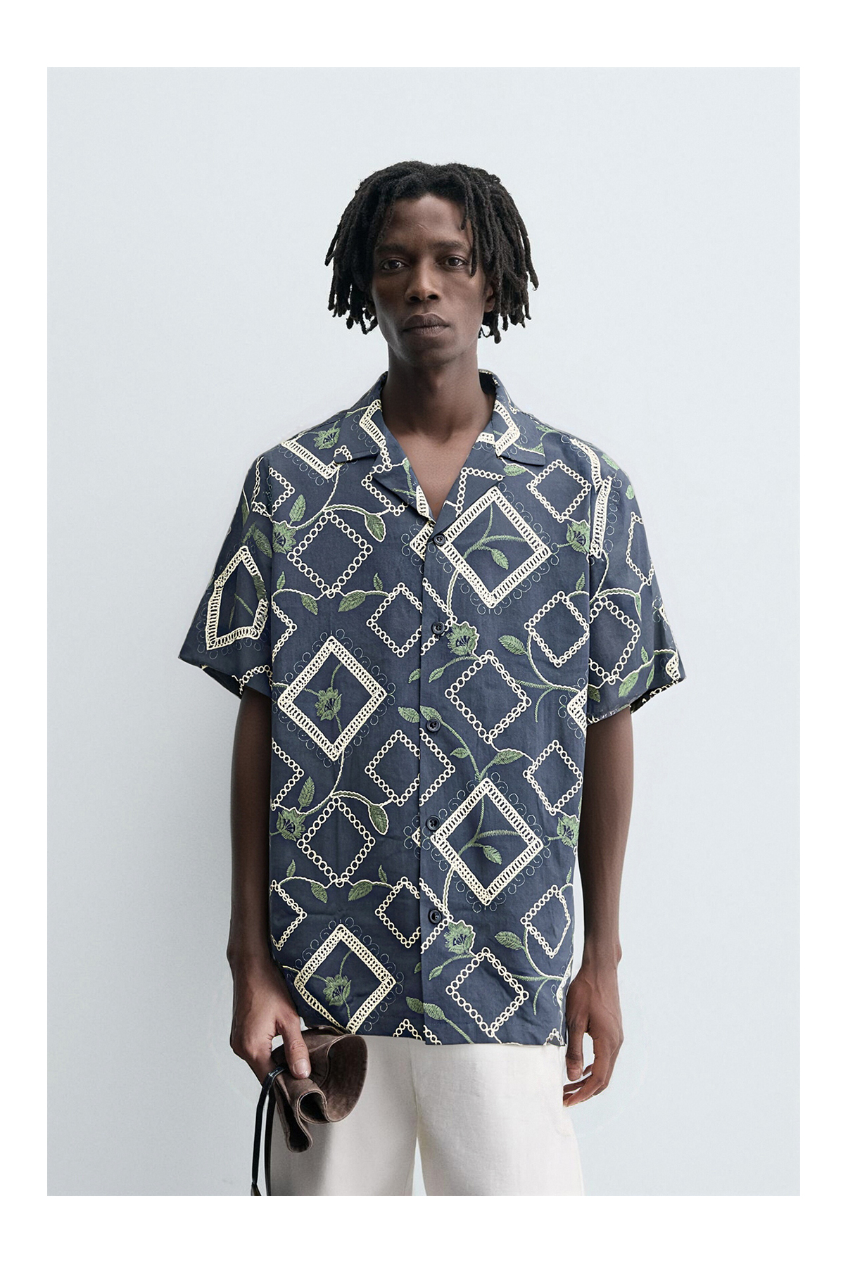 [Copy]Embroidered fabric Cuban collar Short Sleeve Shirts