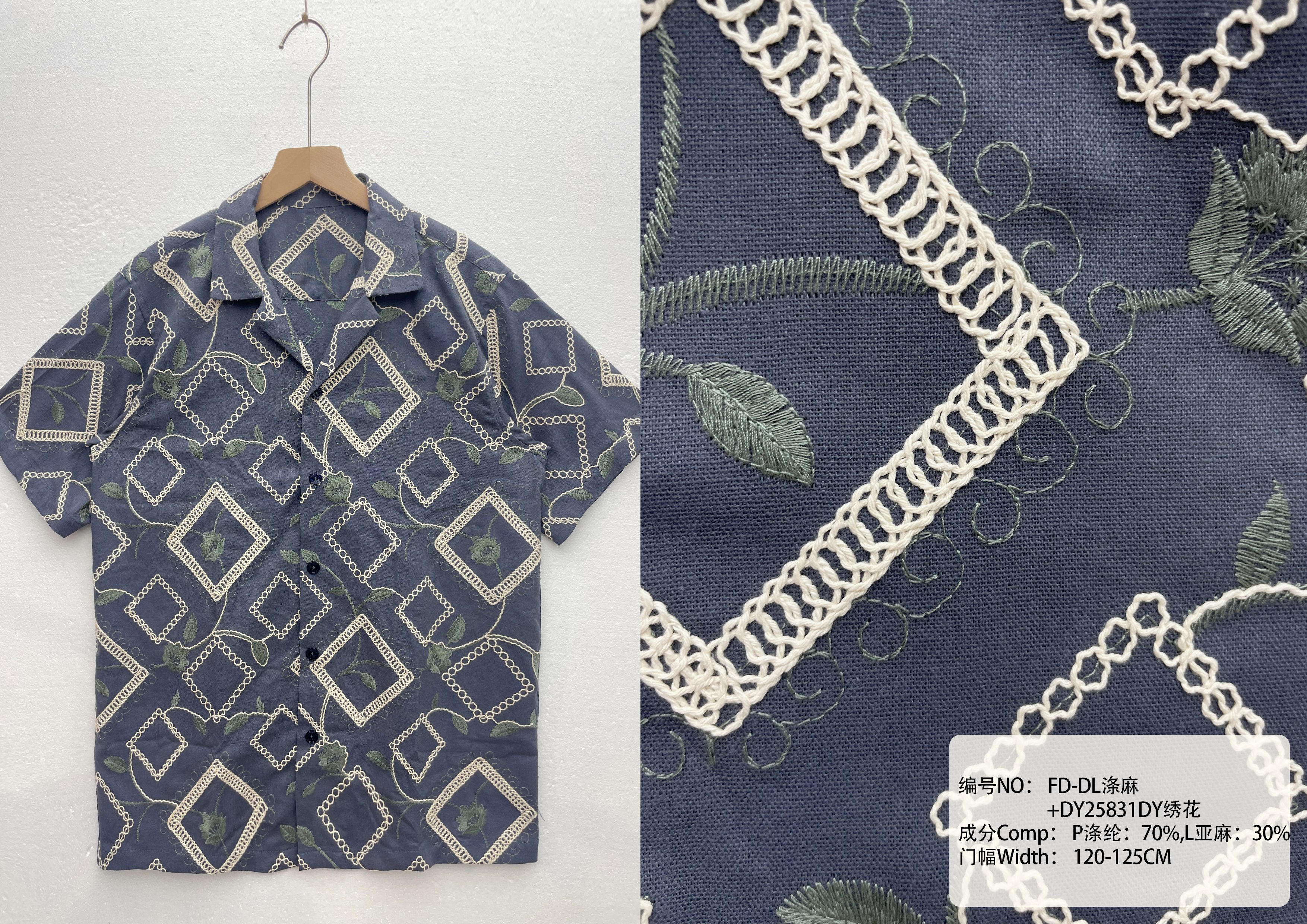 [Copy]Embroidered fabric Cuban collar Short Sleeve Shirts