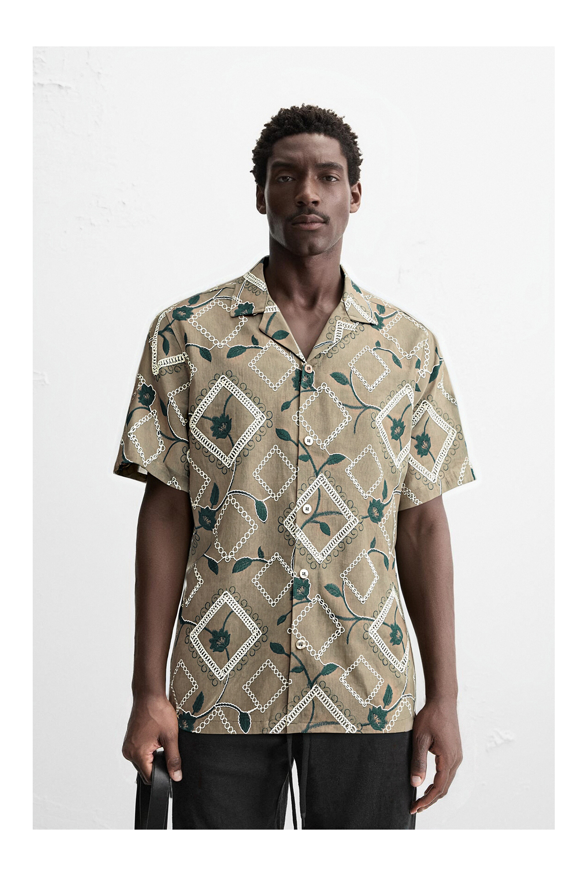 [Copy]Embroidered fabric Cuban collar Short Sleeve Shirts