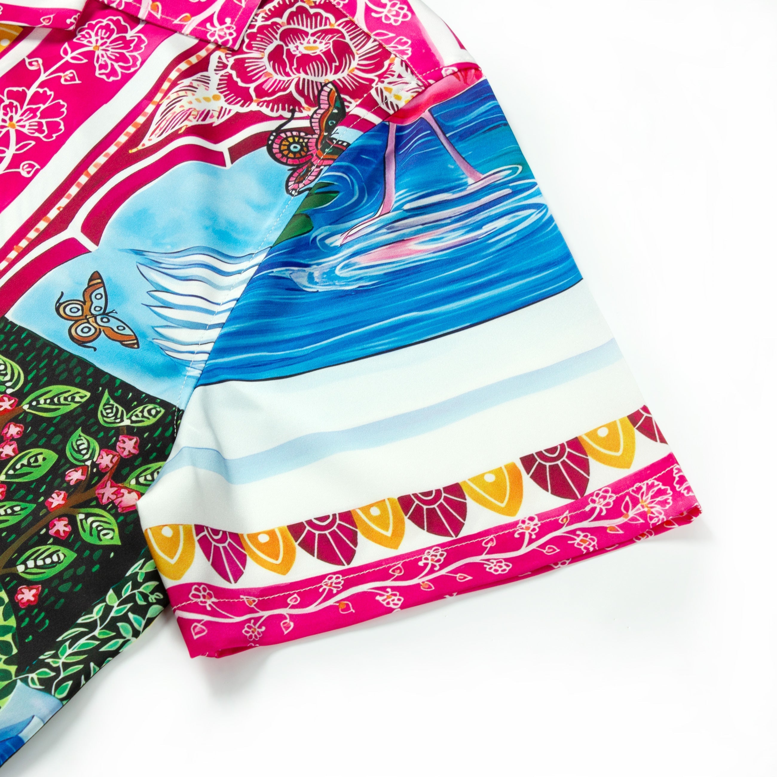 Garden Flamingo Short Sleeve Camp Collar Shirt Jonvidesign