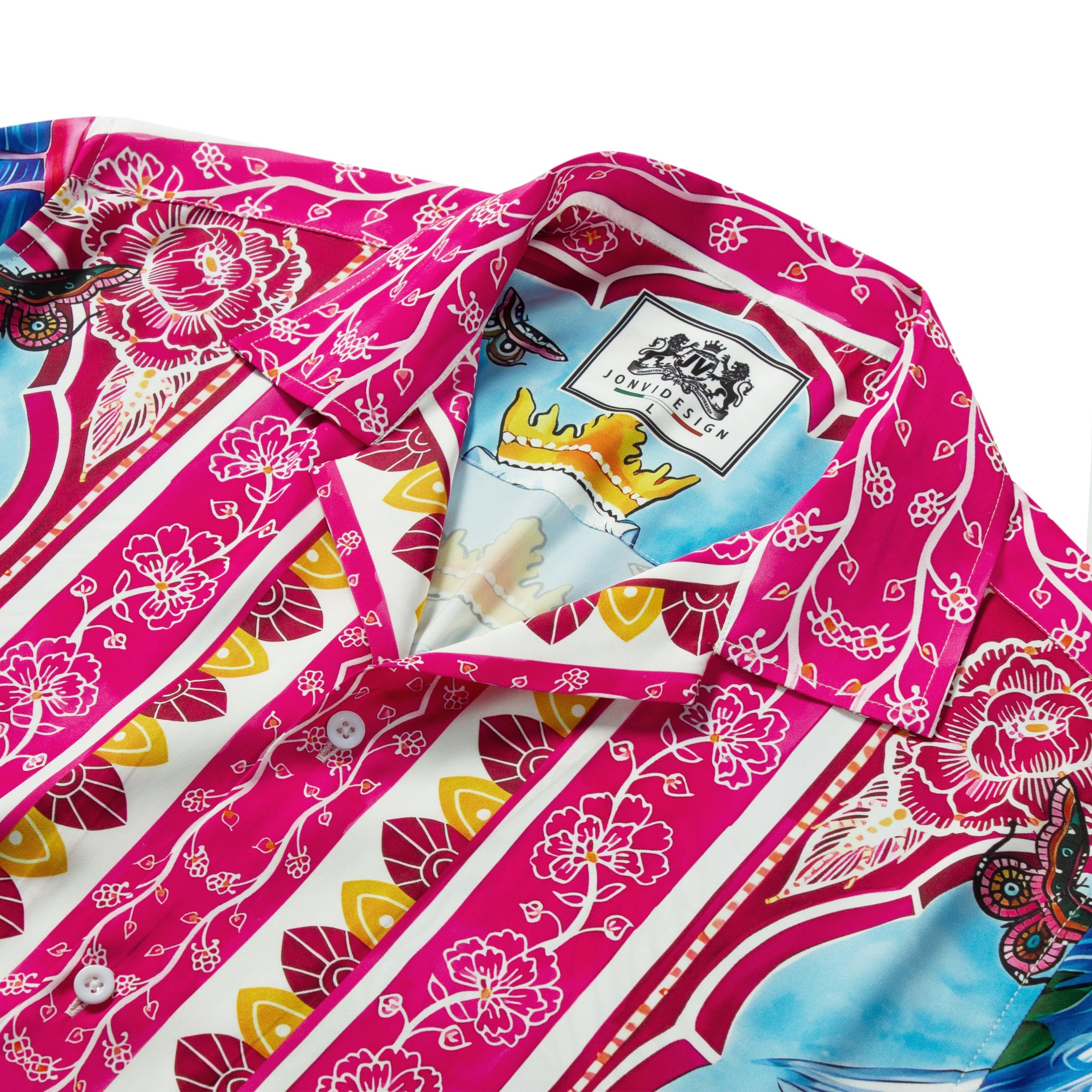 Garden Flamingo Short Sleeve Camp Collar Shirt Jonvidesign