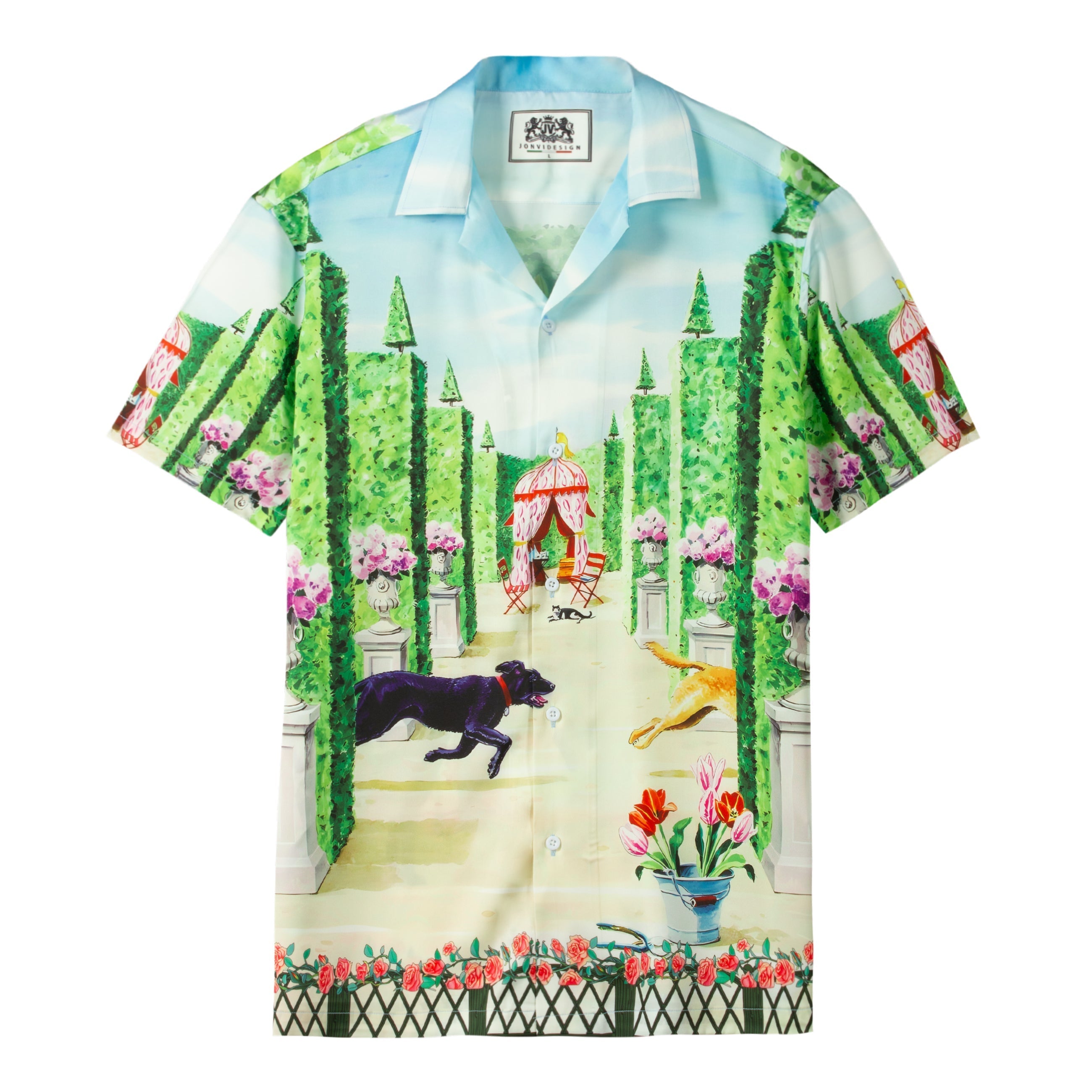 Garden Natural Pattern Short Sleeve Casual Shirt for Men Jonvidesign