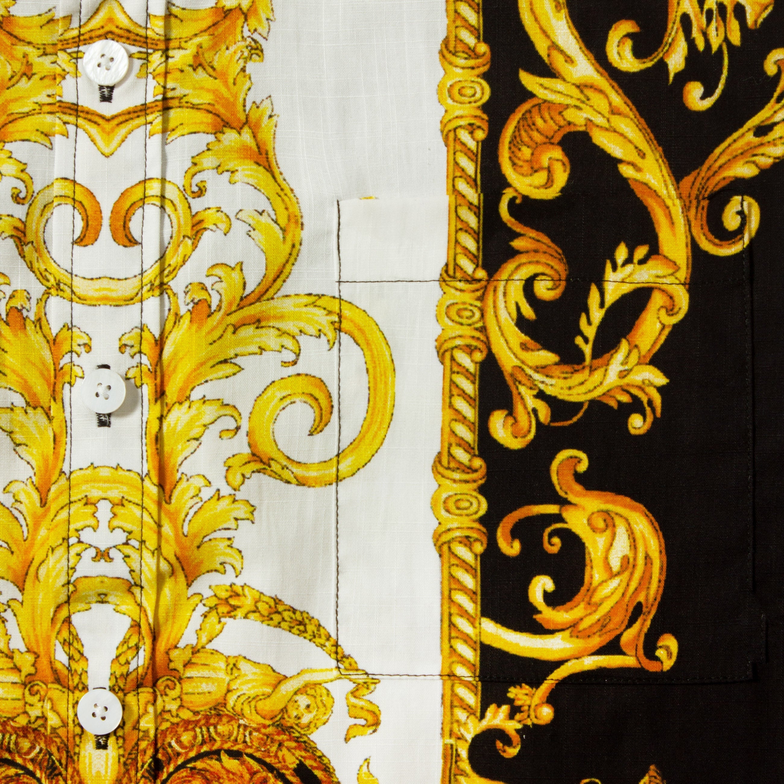 Golden Baroque Pattern Short Sleeve Shirt for Men Jonvidesign