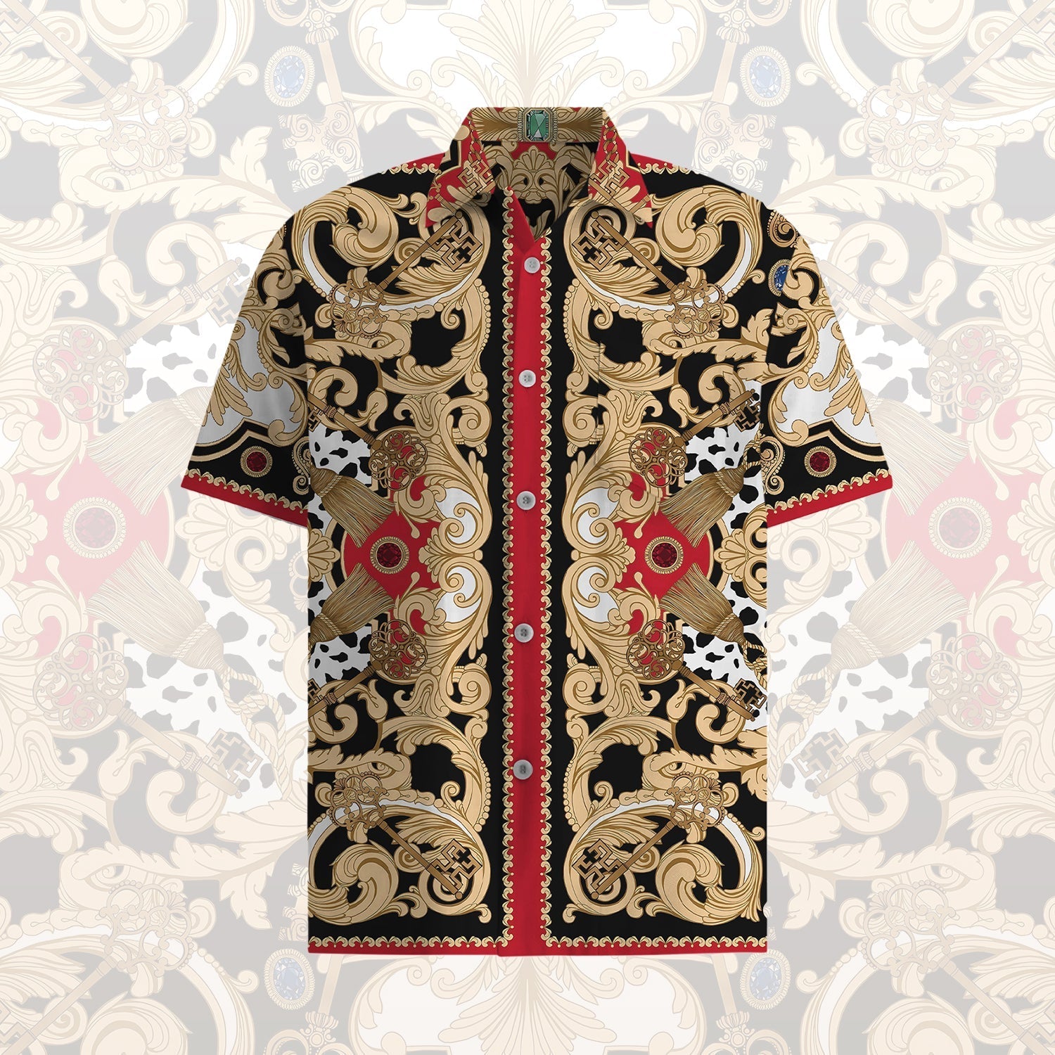 Golden Baroque Short Sleeve Shirt for Men Jonvidesign