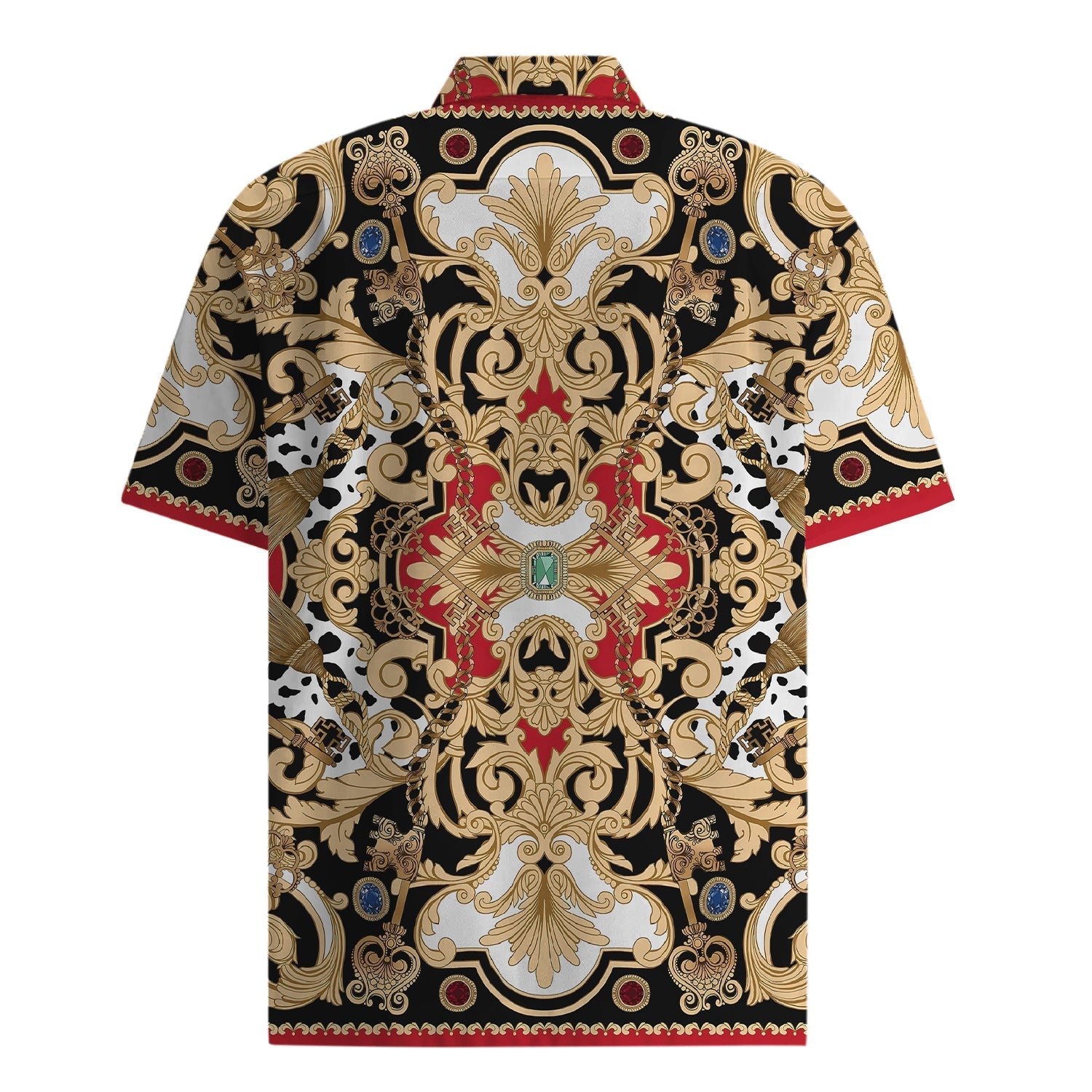 Golden Baroque Short Sleeve Shirt for Men Jonvidesign