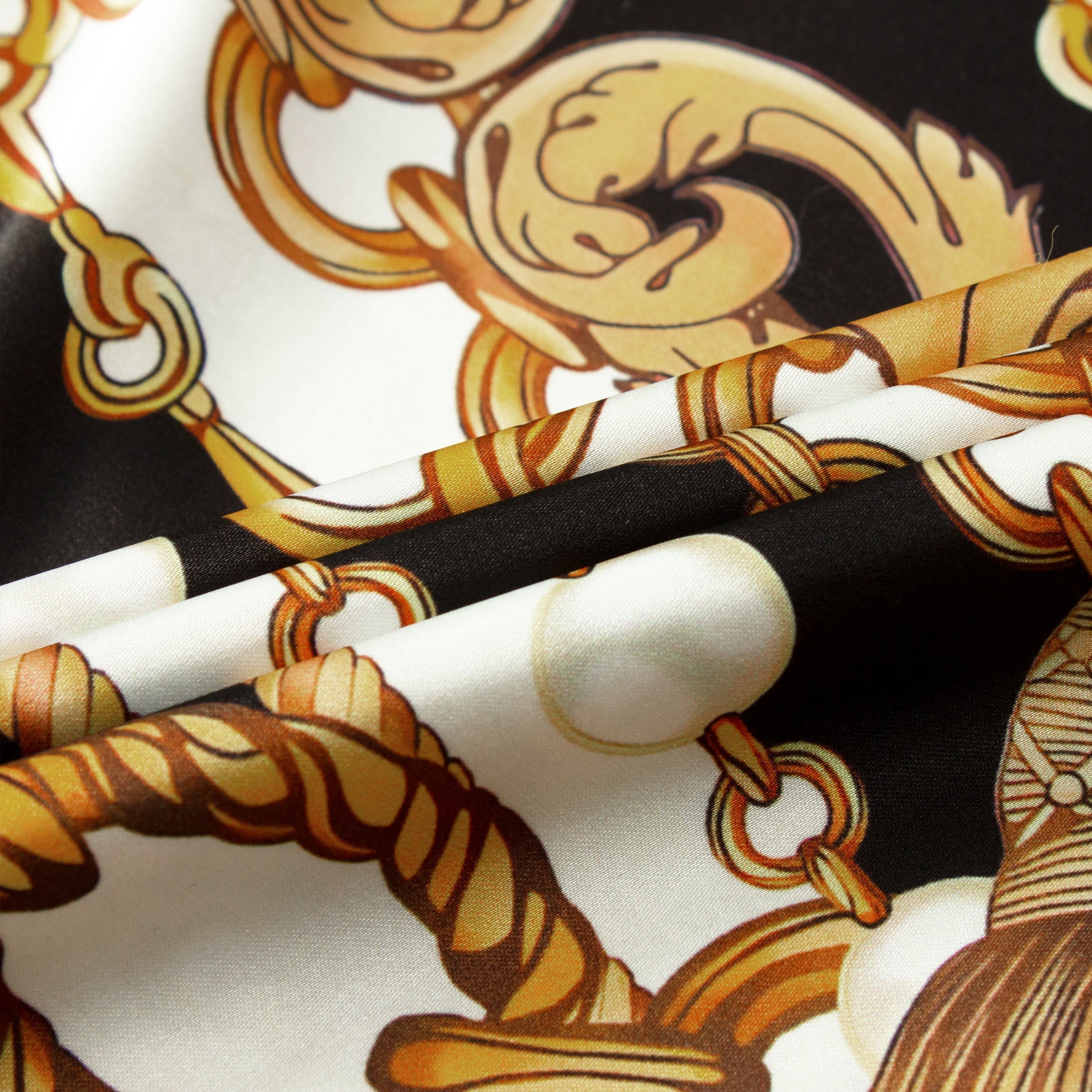 Golden Baroque Short Sleeve Shirt with Chain Accents Jonvidesign