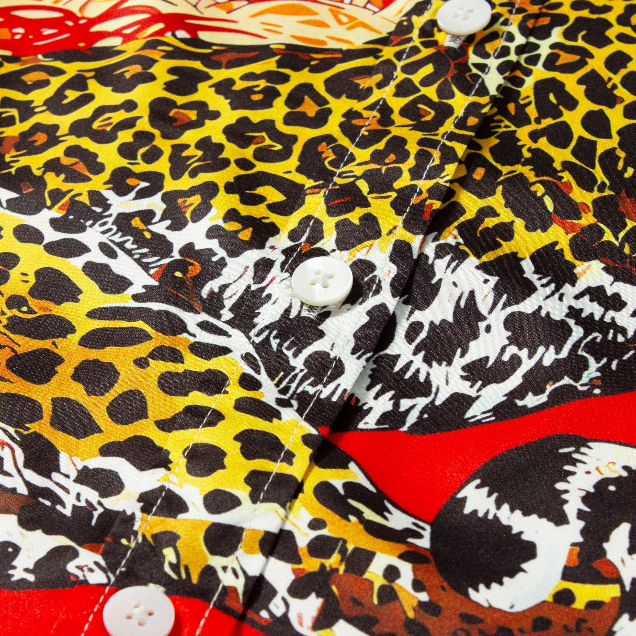 Leopard Design Short Sleeve Shirt in Red Jonvidesign