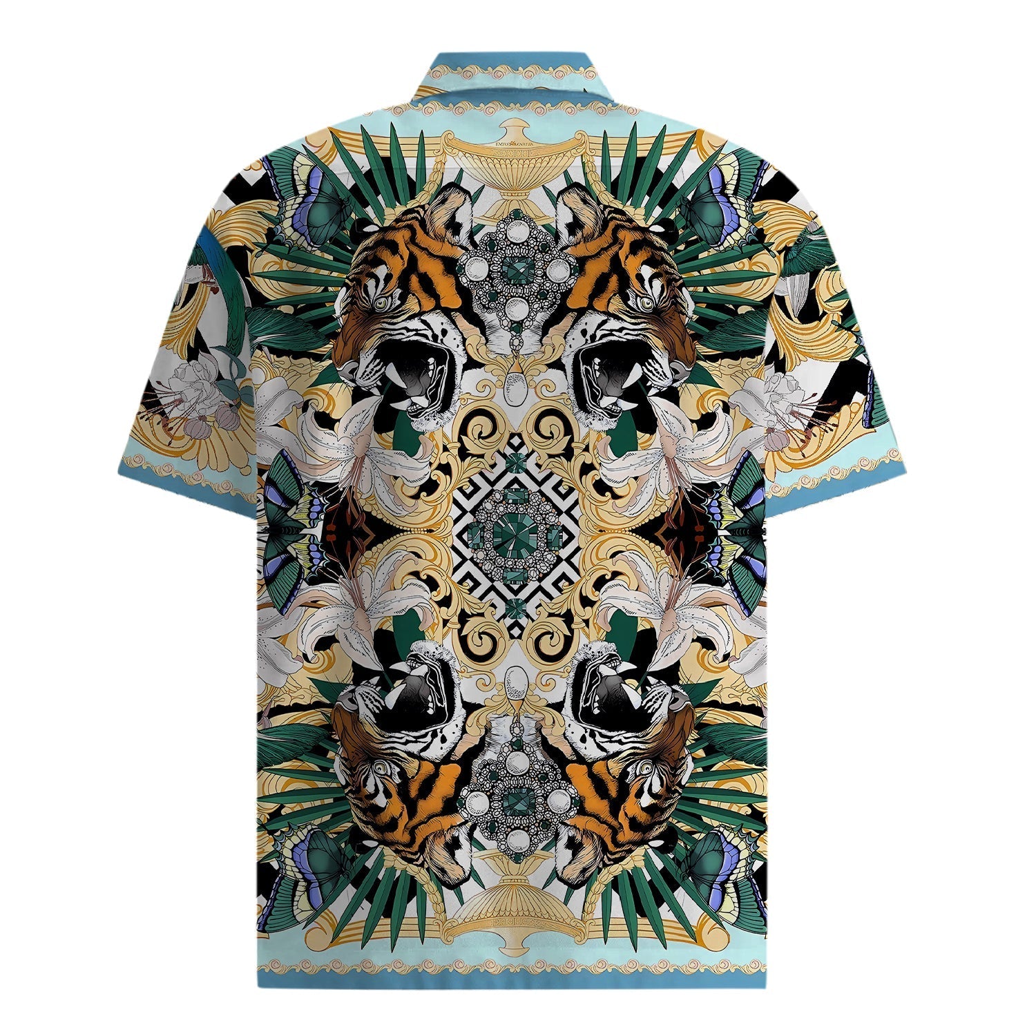 Nature Short Sleeve Shirt with Clock Accents Jonvidesign