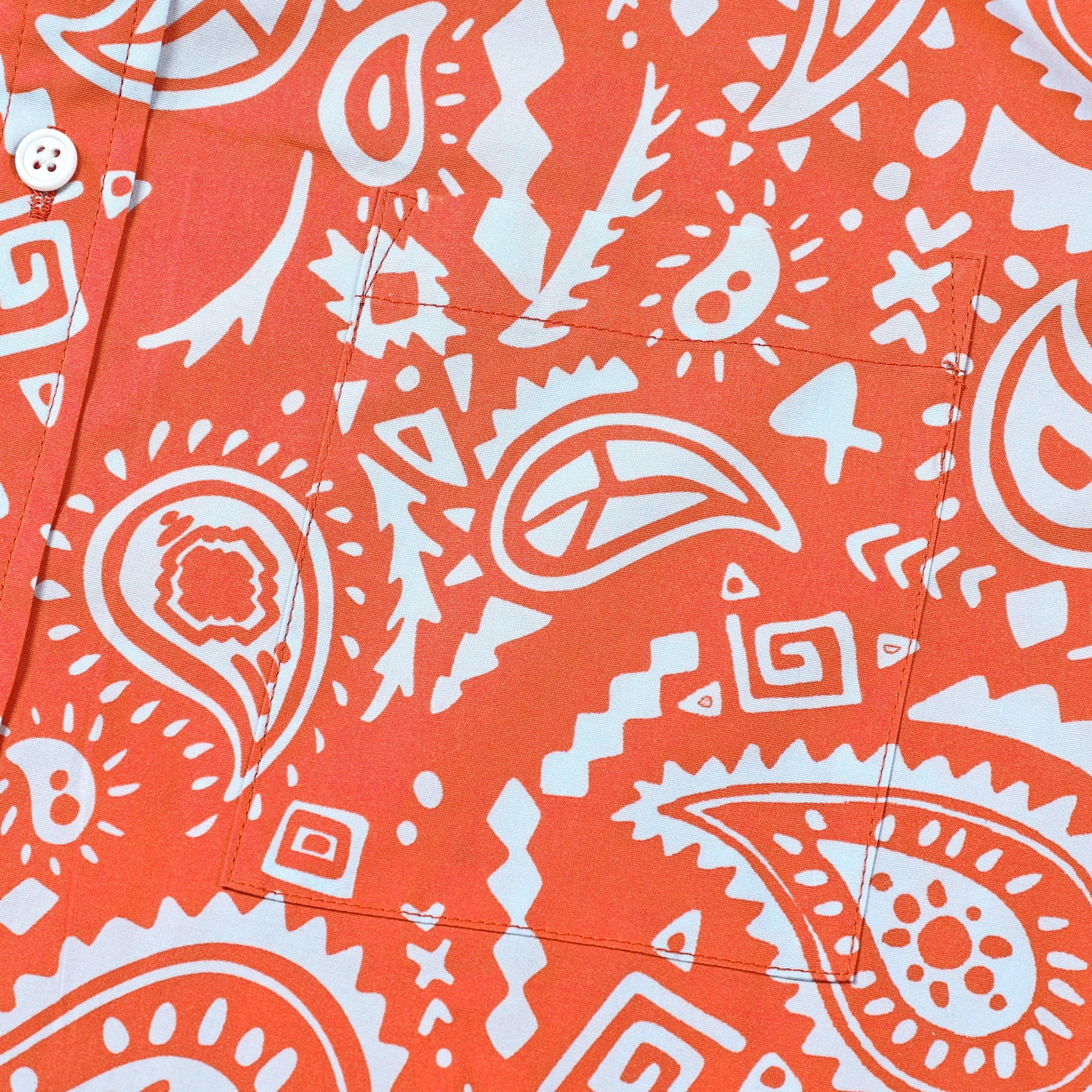 Orange Paisley Print Long Sleeve Shirt Jonvidesign