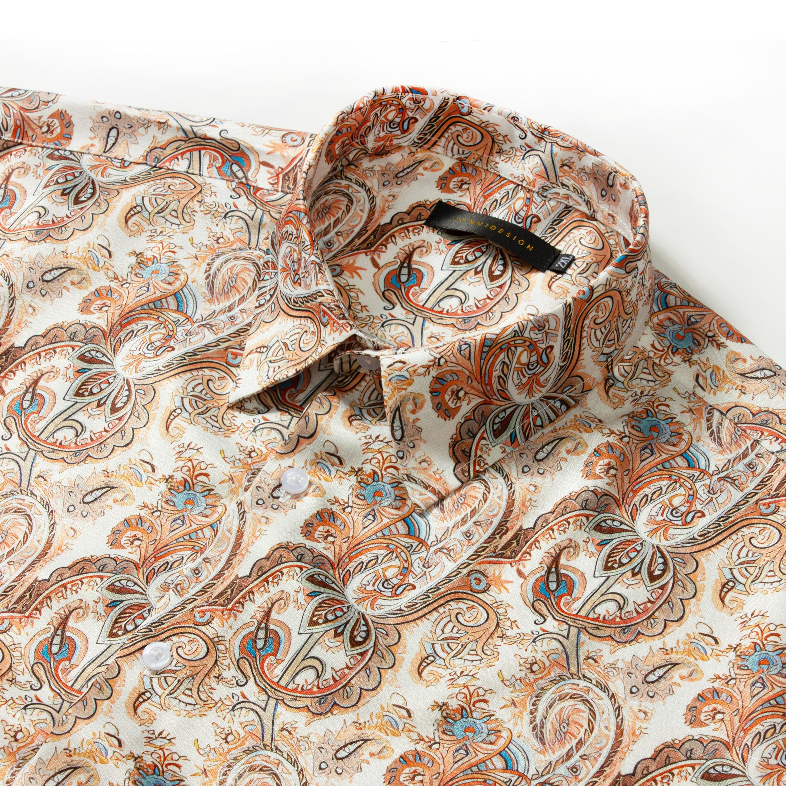 Paisley Pattern Short Sleeve Camp Shirt for Men Jonvidesign
