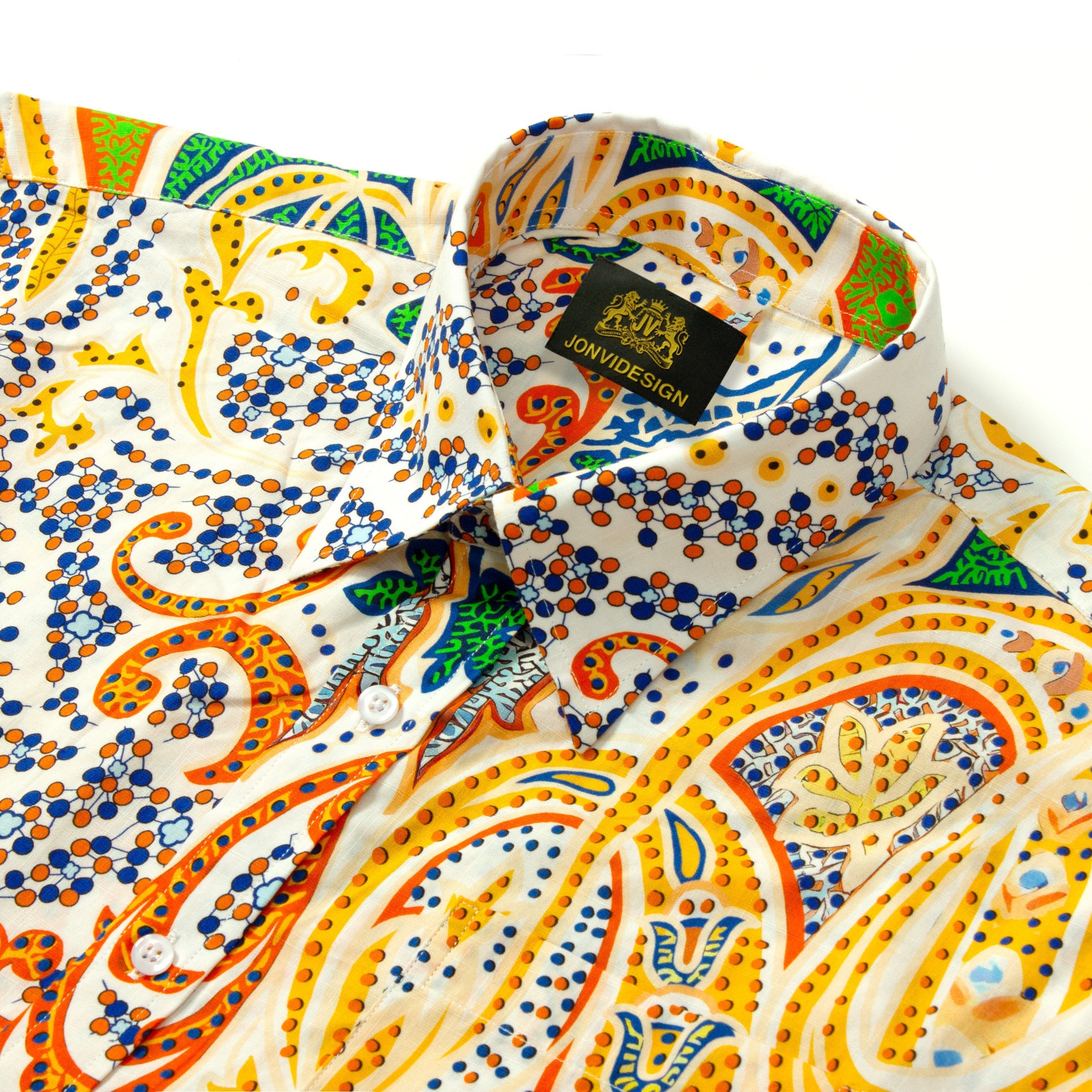Paisley Pattern Short Sleeve Vacation Shirt for Men Jonvidesign