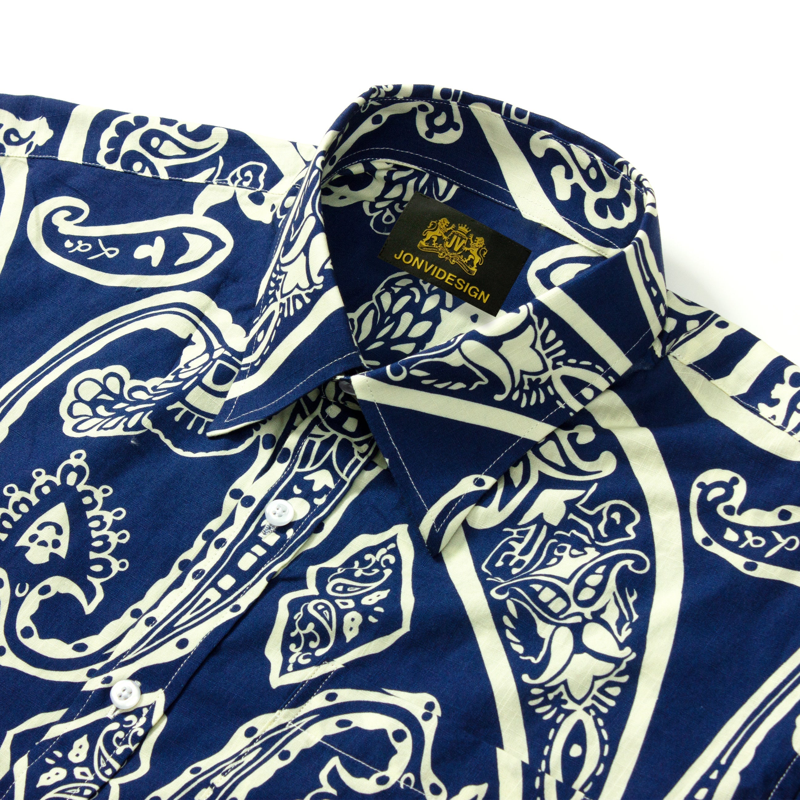 Paisley Stripe Print Short Sleeve Shirt for Men Jonvidesign