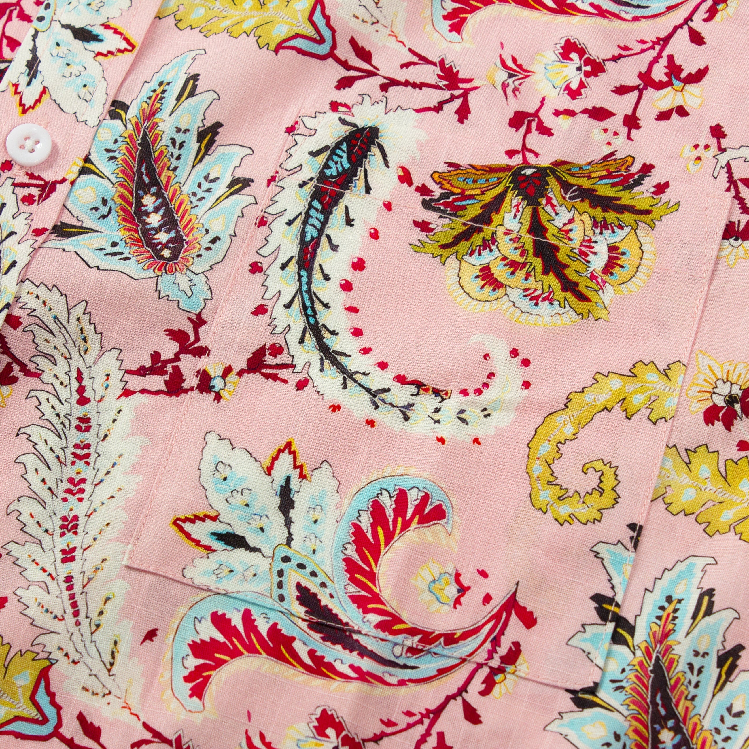 Pink Paisley Pattern Short Sleeve Shirt for Men Jonvidesign