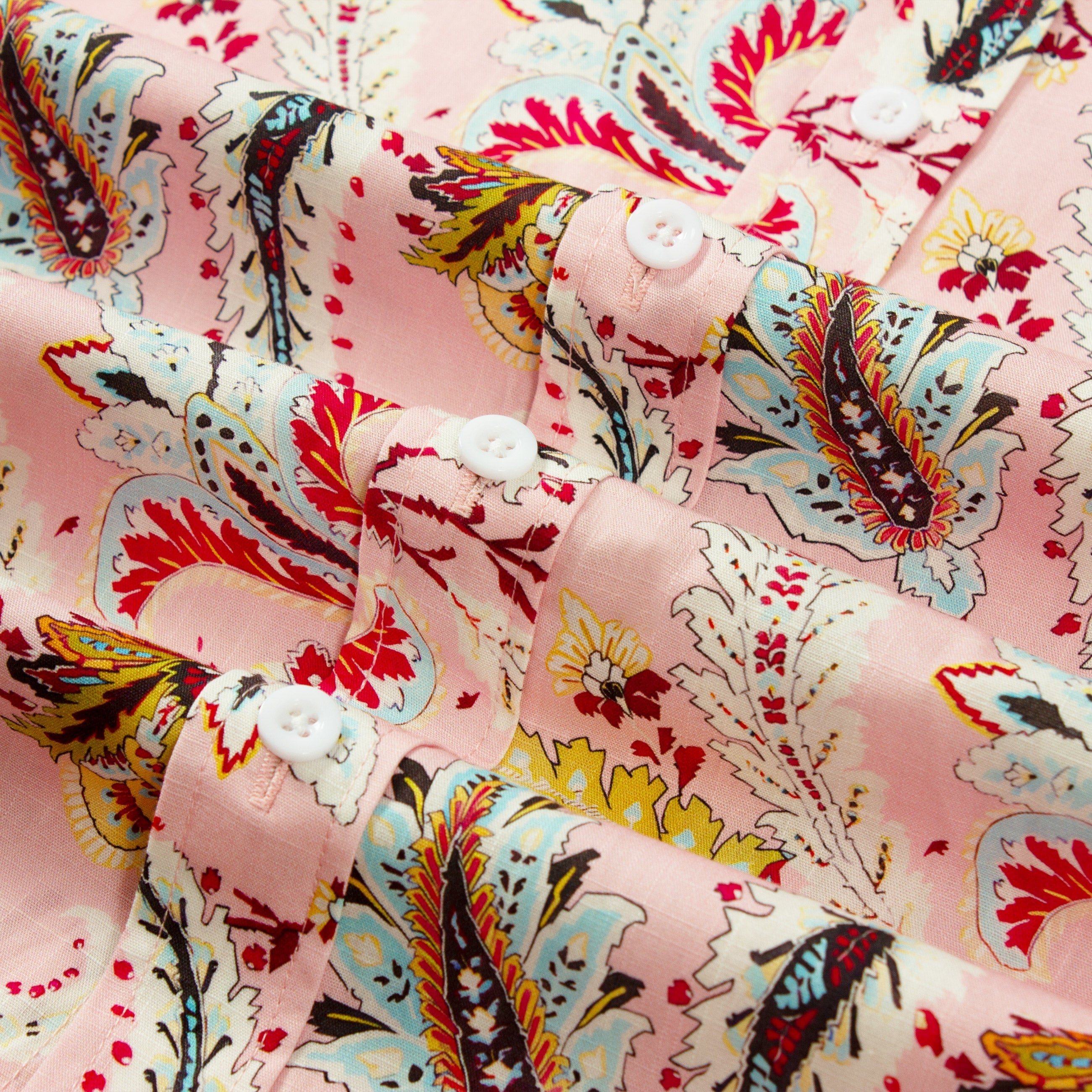 Pink Paisley Pattern Short Sleeve Shirt for Men Jonvidesign